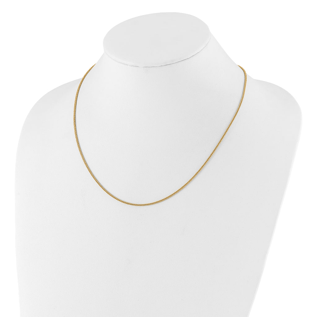 Sterling Silver Gold-plt Adjustable 1.45mm D/C Square Spiga Chain