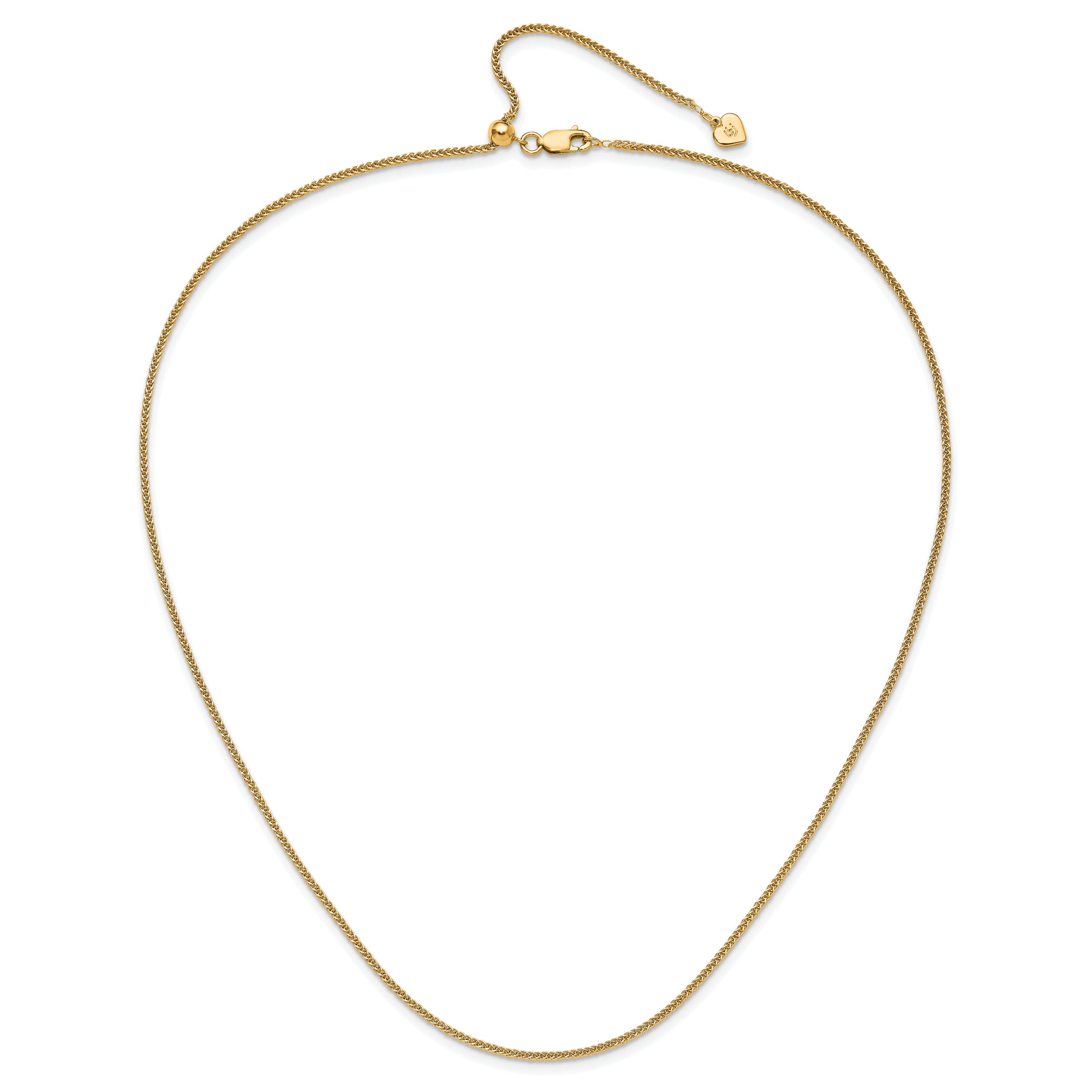 Sterling Silver Gold-plt Adjustable 1.45mm D/C Square Spiga Chain