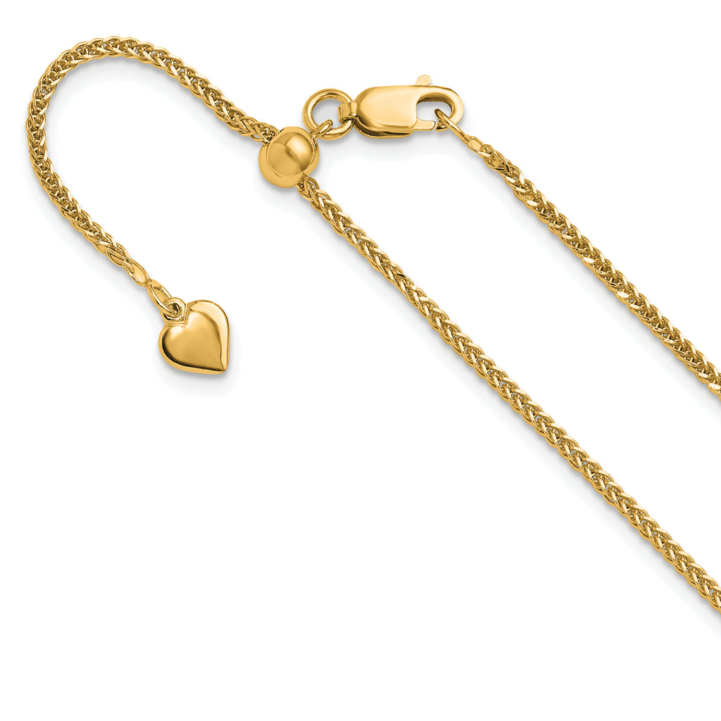 Sterling Silver Gold-plt Adjustable 1.45mm D/C Square Spiga Chain