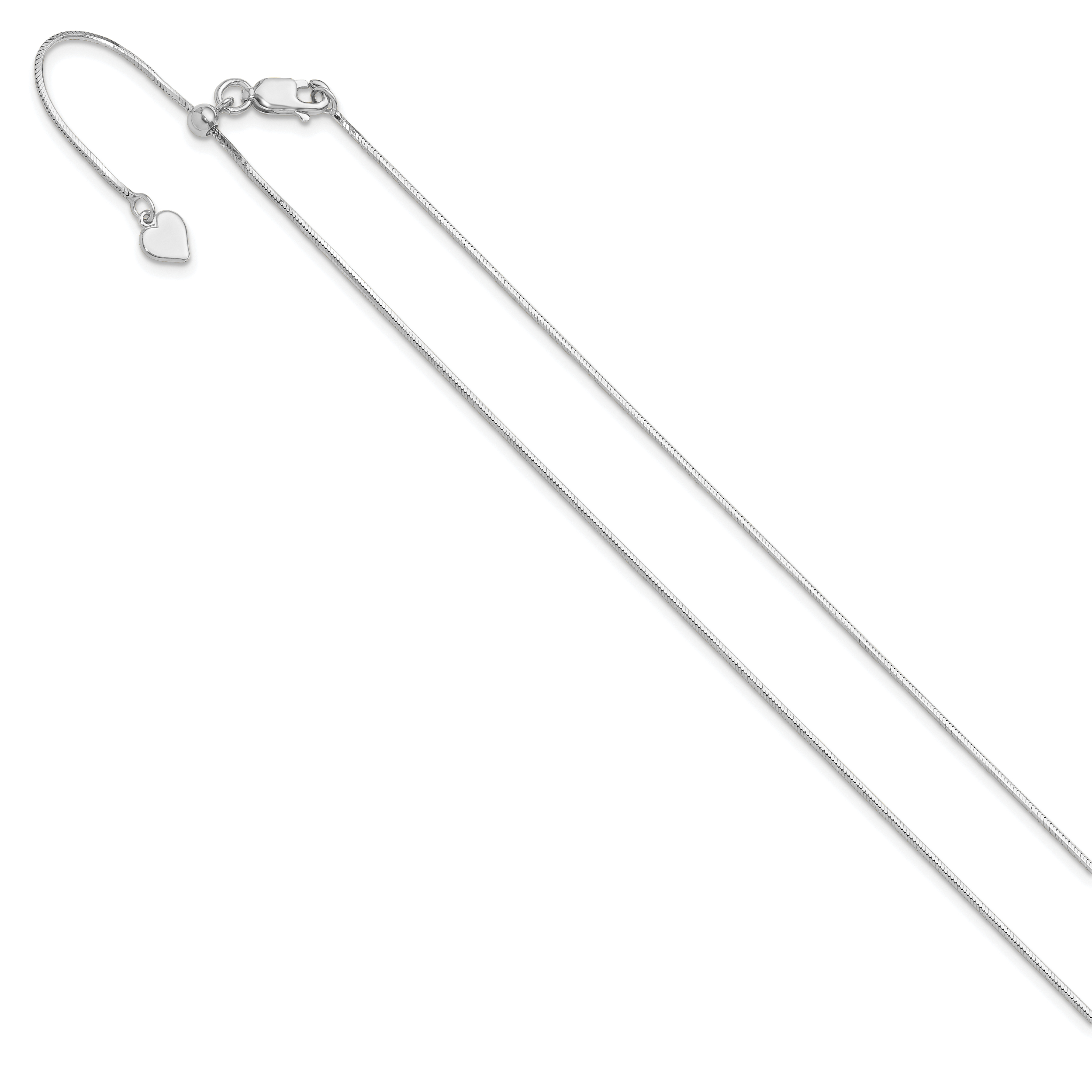 Sterling Silver RH-plt Adjustable 1mm D/C Square Snake Chain Secondary image