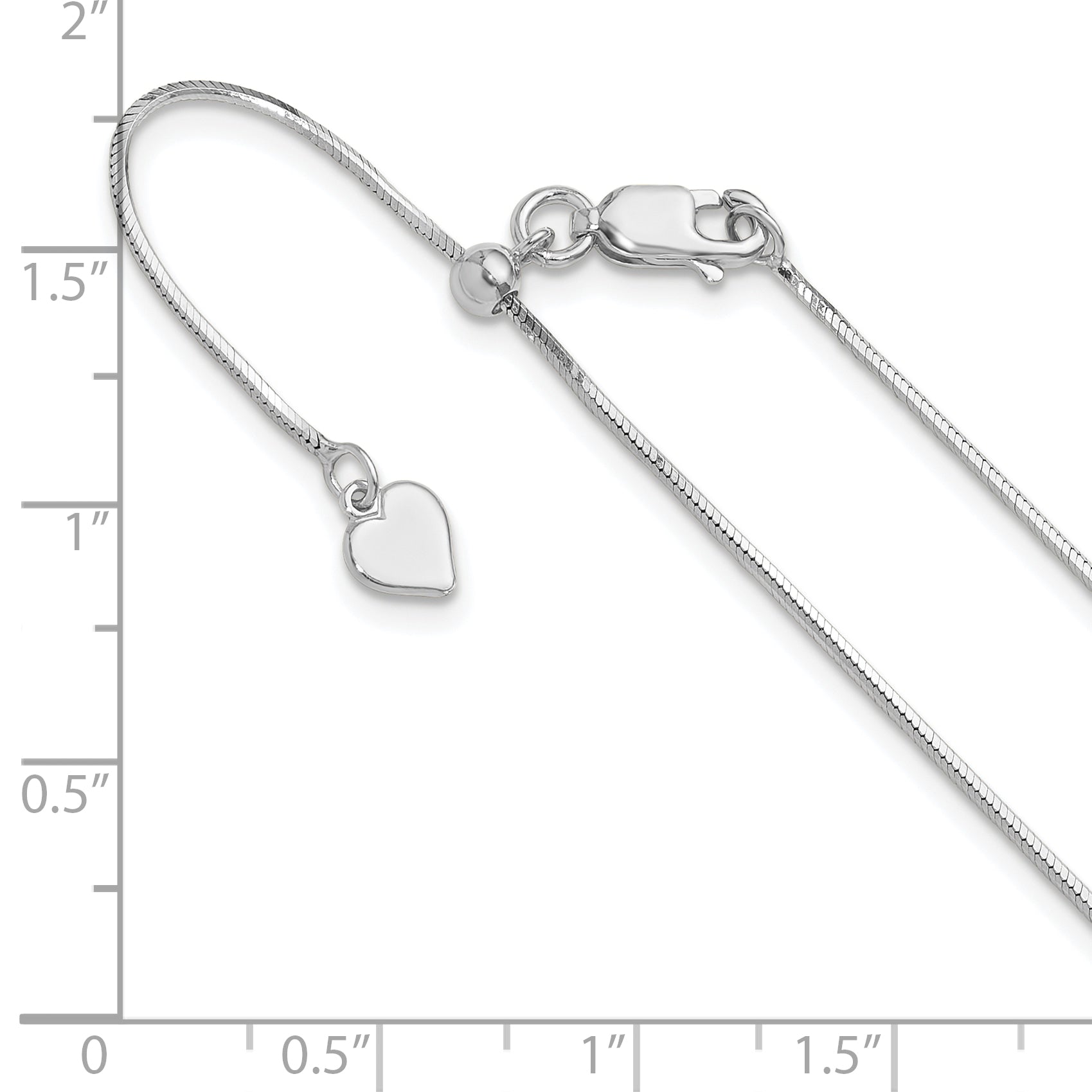 Sterling Silver RH-plt Adjustable 1mm D/C Square Snake Chain