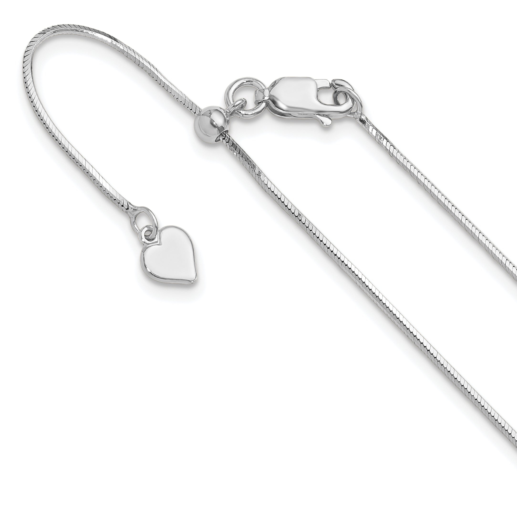 Sterling Silver RH-plt Adjustable 1mm D/C Square Snake Chain Main image
