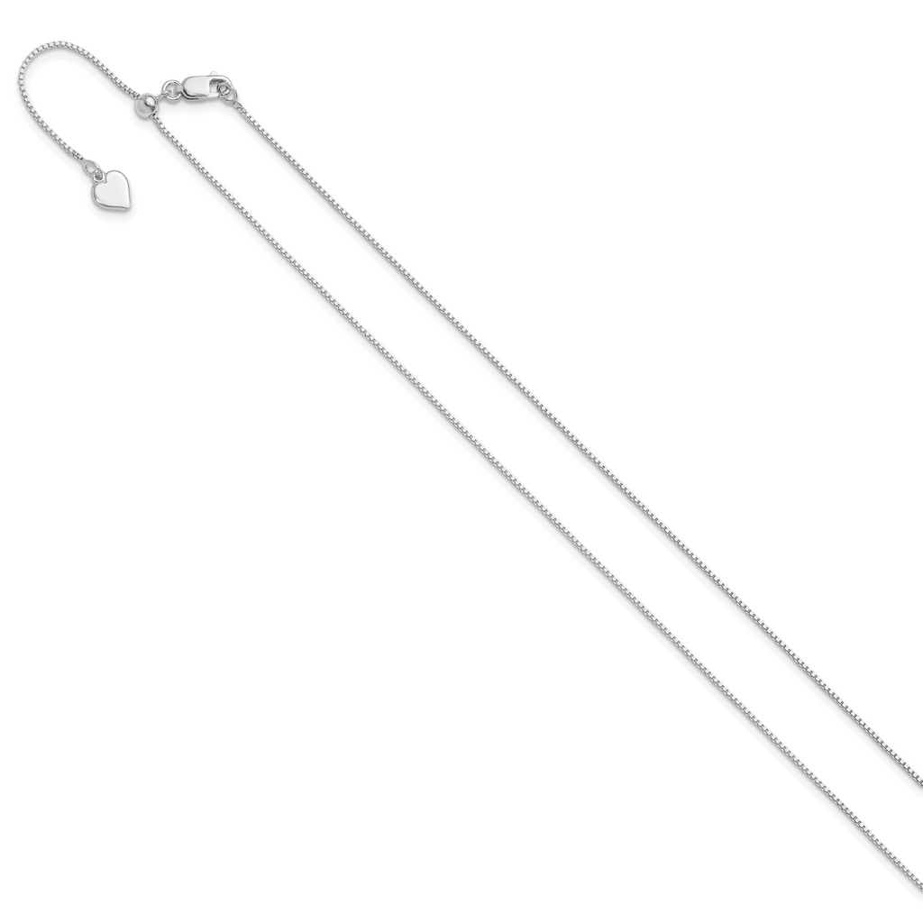 Sterling Silver RH-plated Adjustable .85mm Box Chain