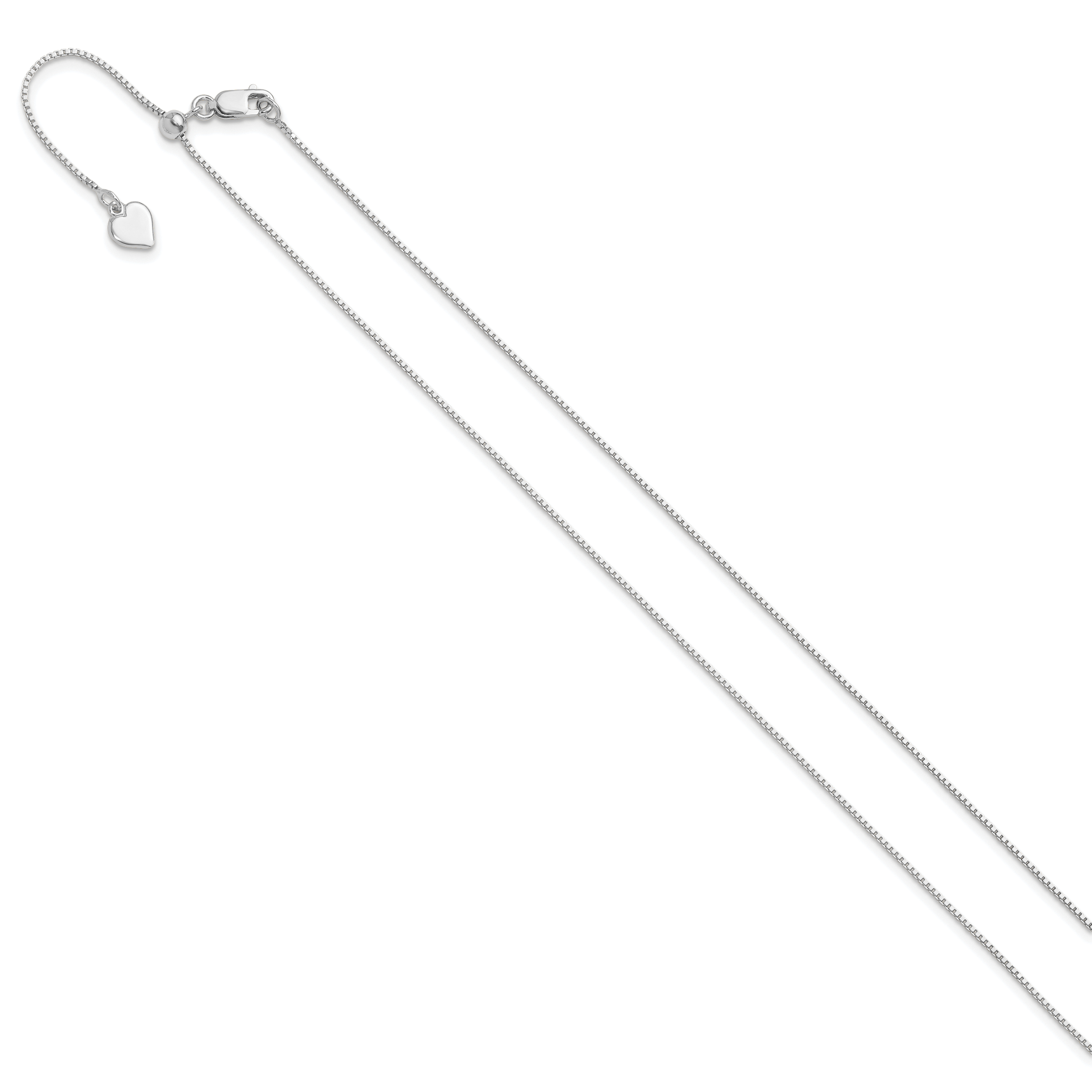 Sterling Silver RH-plated Adjustable .85mm Box Chain