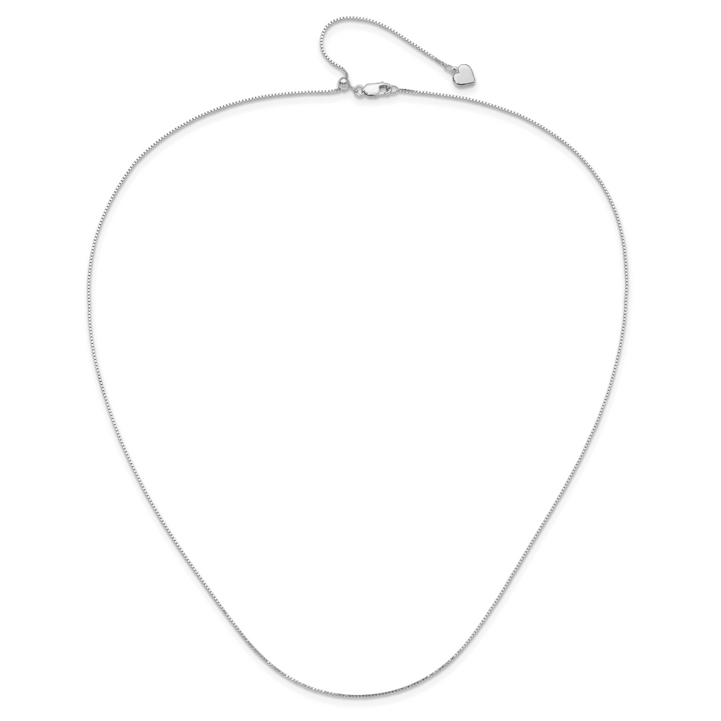 Sterling Silver RH-plated Adjustable .85mm Box Chain