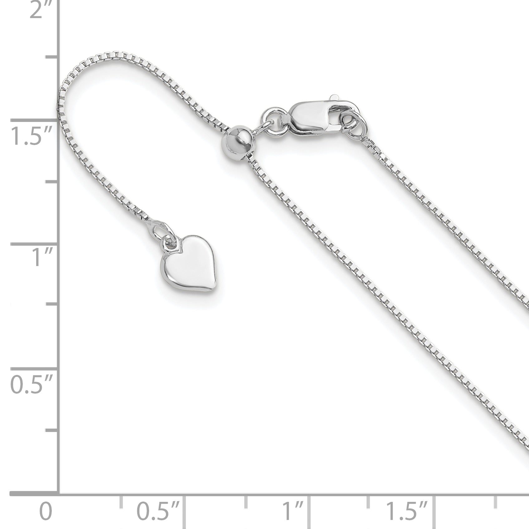 Sterling Silver RH-plated Adjustable .85mm Box Chain