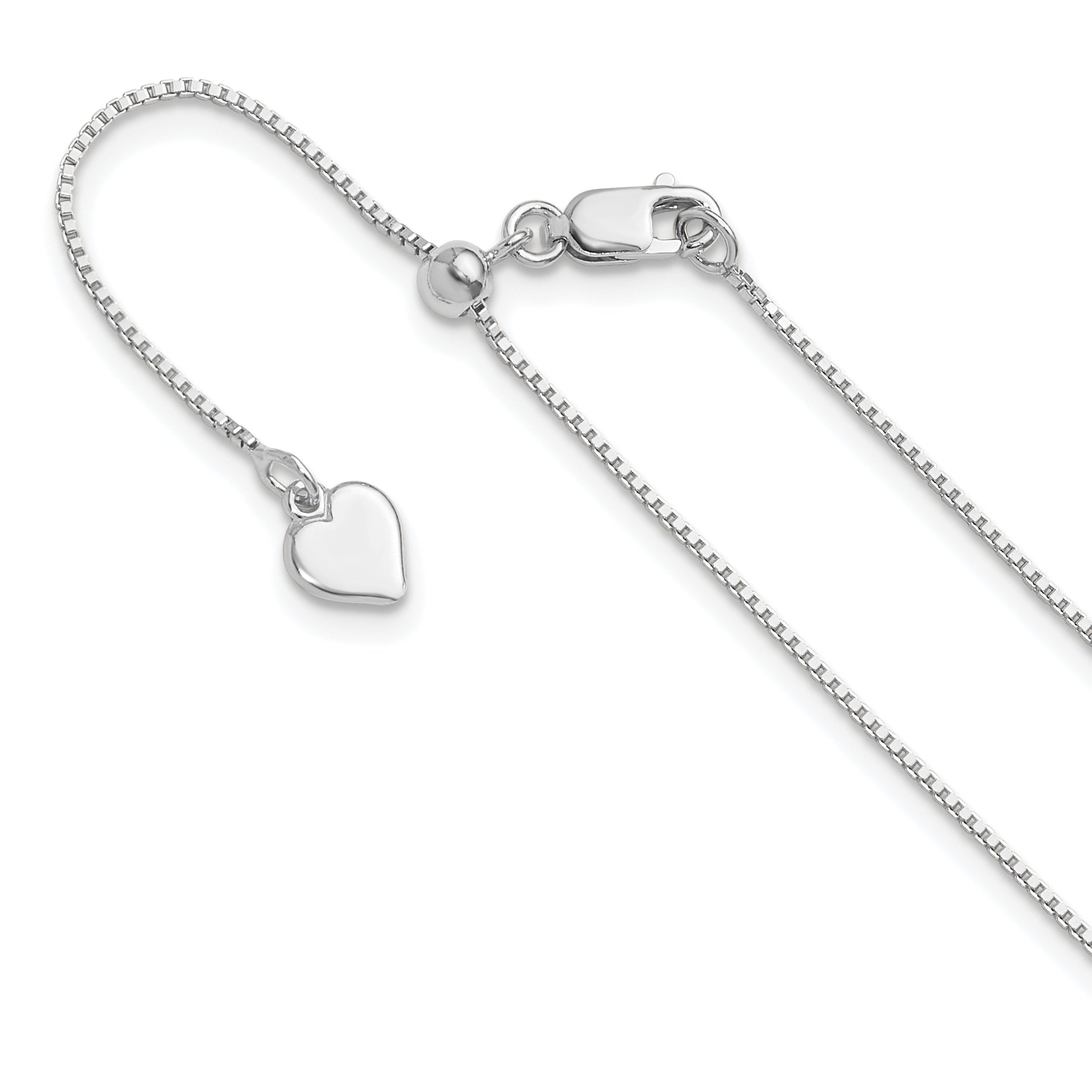 Sterling Silver RH-plated Adjustable .85mm Box Chain Main image