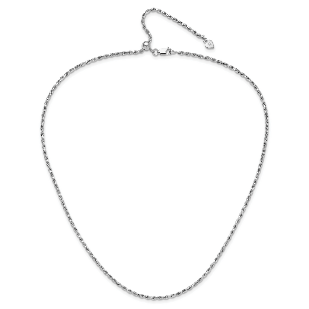 Sterling Silver RH-plated Adjustable 2.25mm D/C Rope Chain