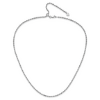 Sterling Silver RH-plated Adjustable 2.25mm D/C Rope Chain