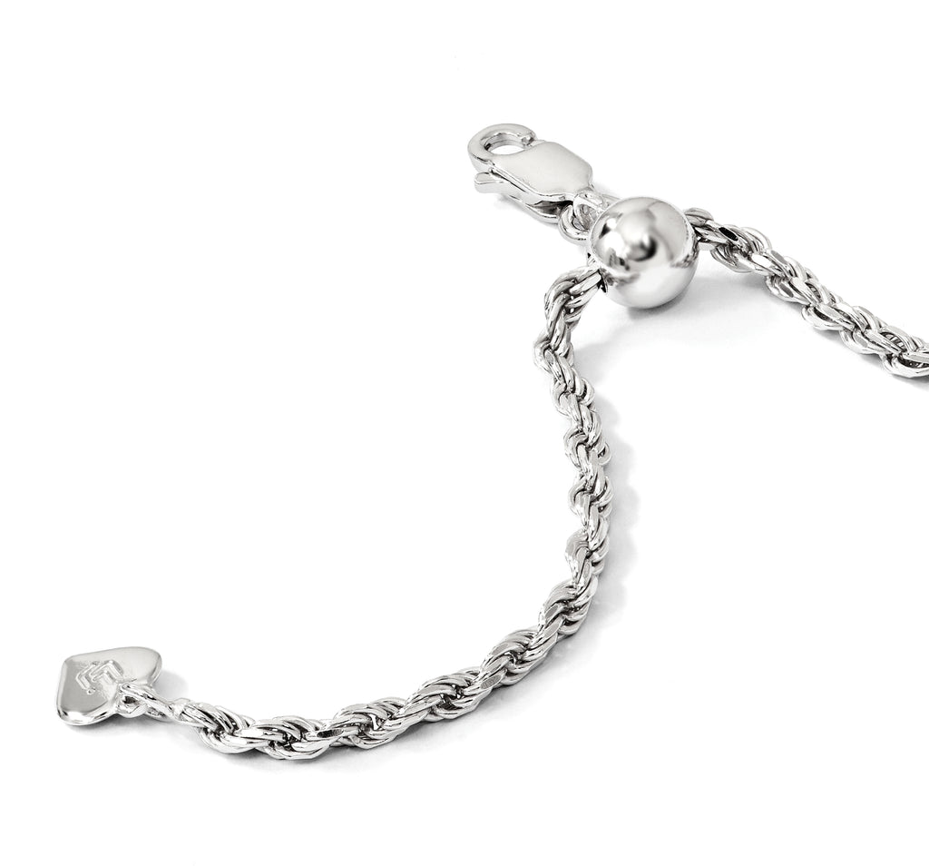 Sterling Silver RH-plated Adjustable 2.25mm D/C Rope Chain