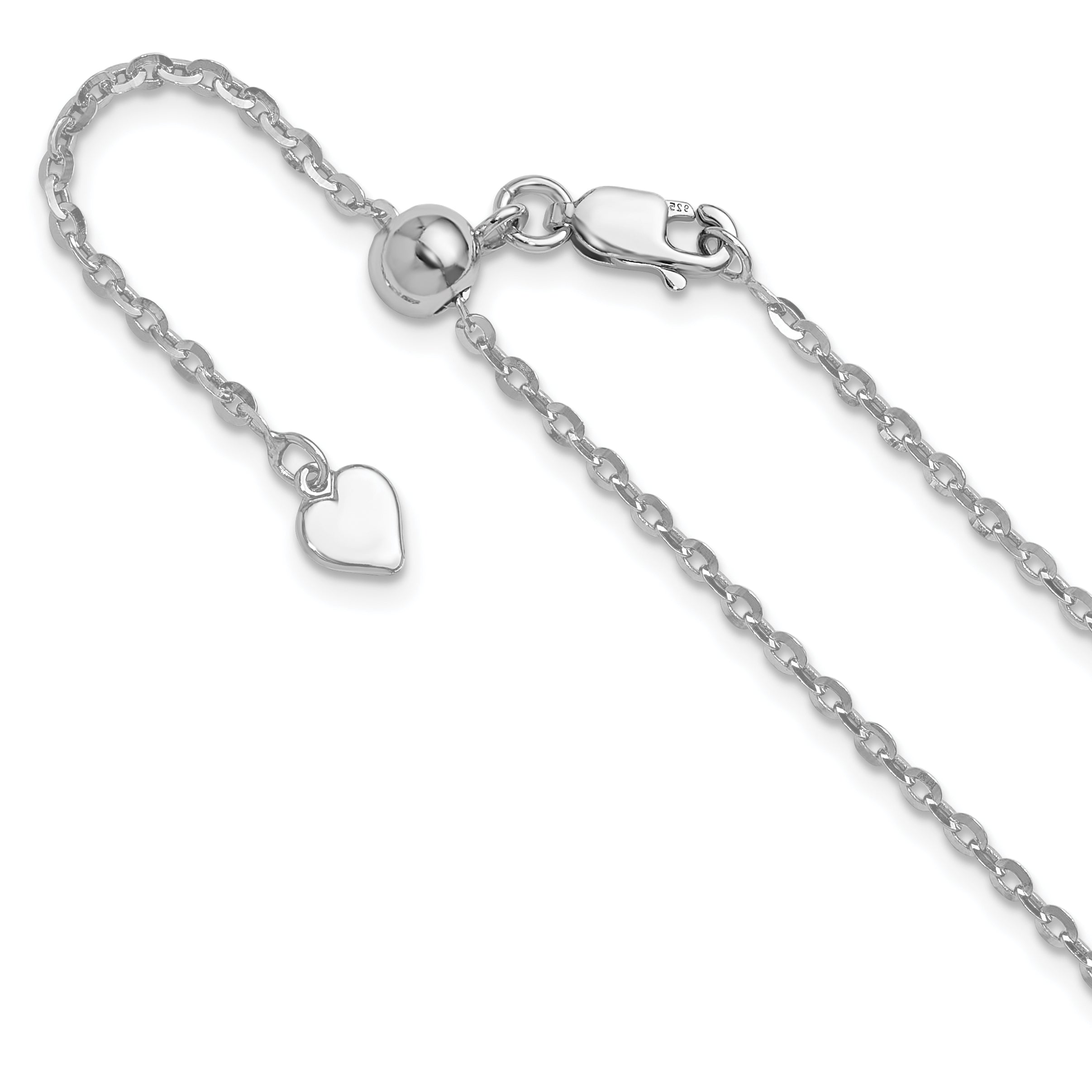 Sterling Silver RH-plated Adjustable 2mm Cable Chain Main image