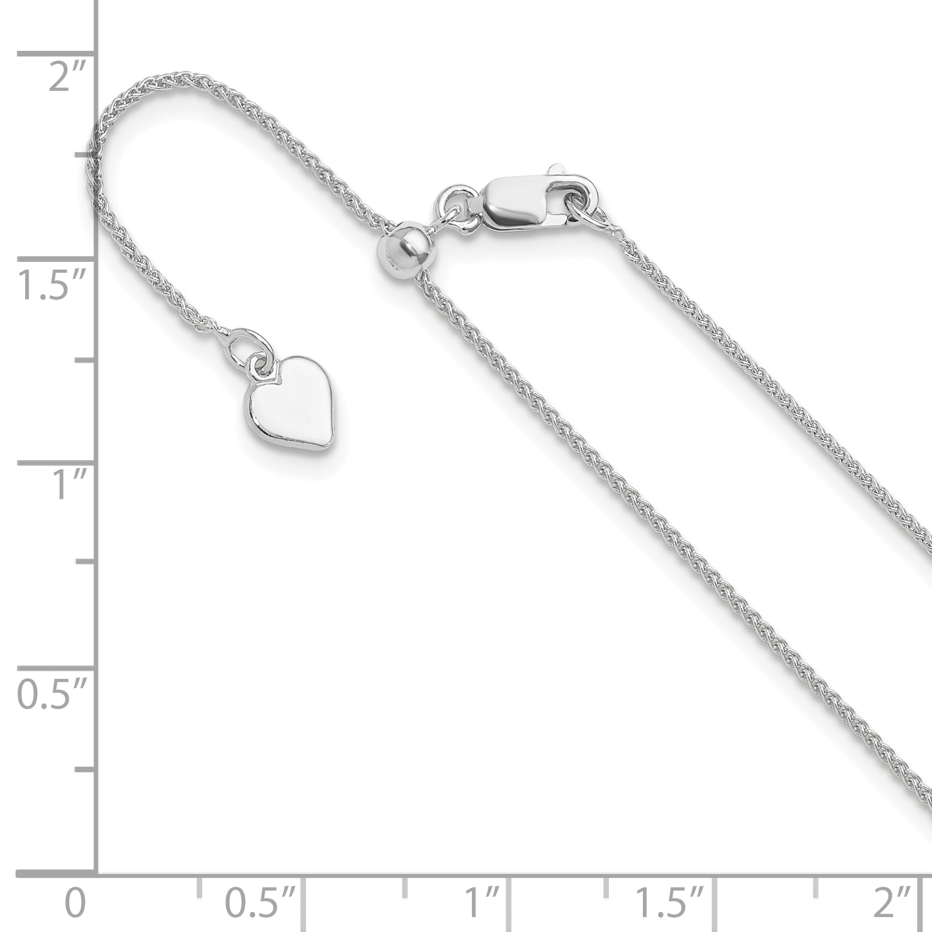 Sterling Silver RH-plated Adjustable 1mm Spiga Chain