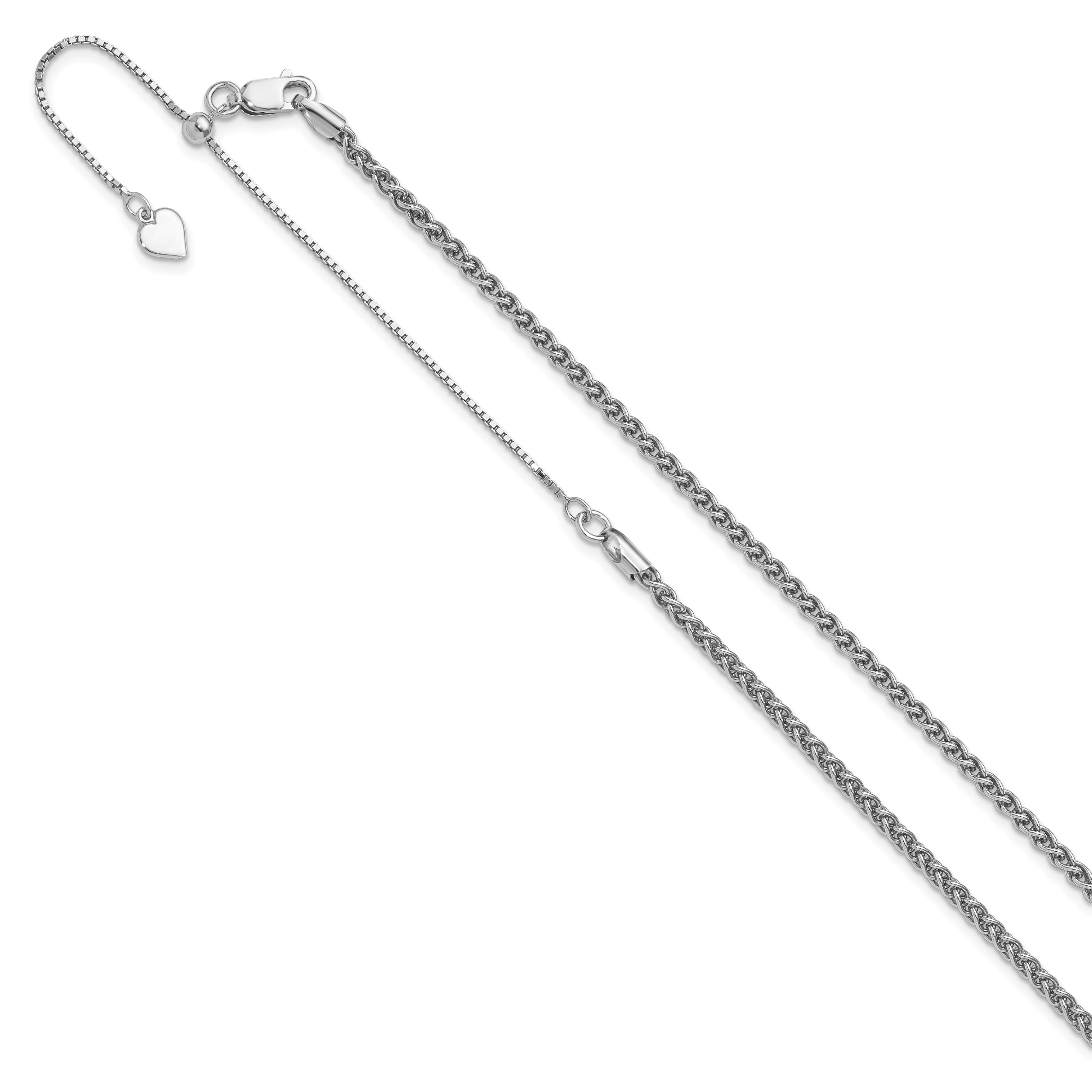 Sterling Silver RH-plated Adjustable 2.5mm Spiga Chain Secondary image