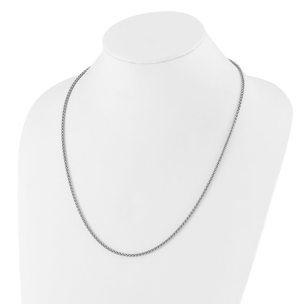 Sterling Silver RH-plated Adjustable 2.5mm Wheat Chain