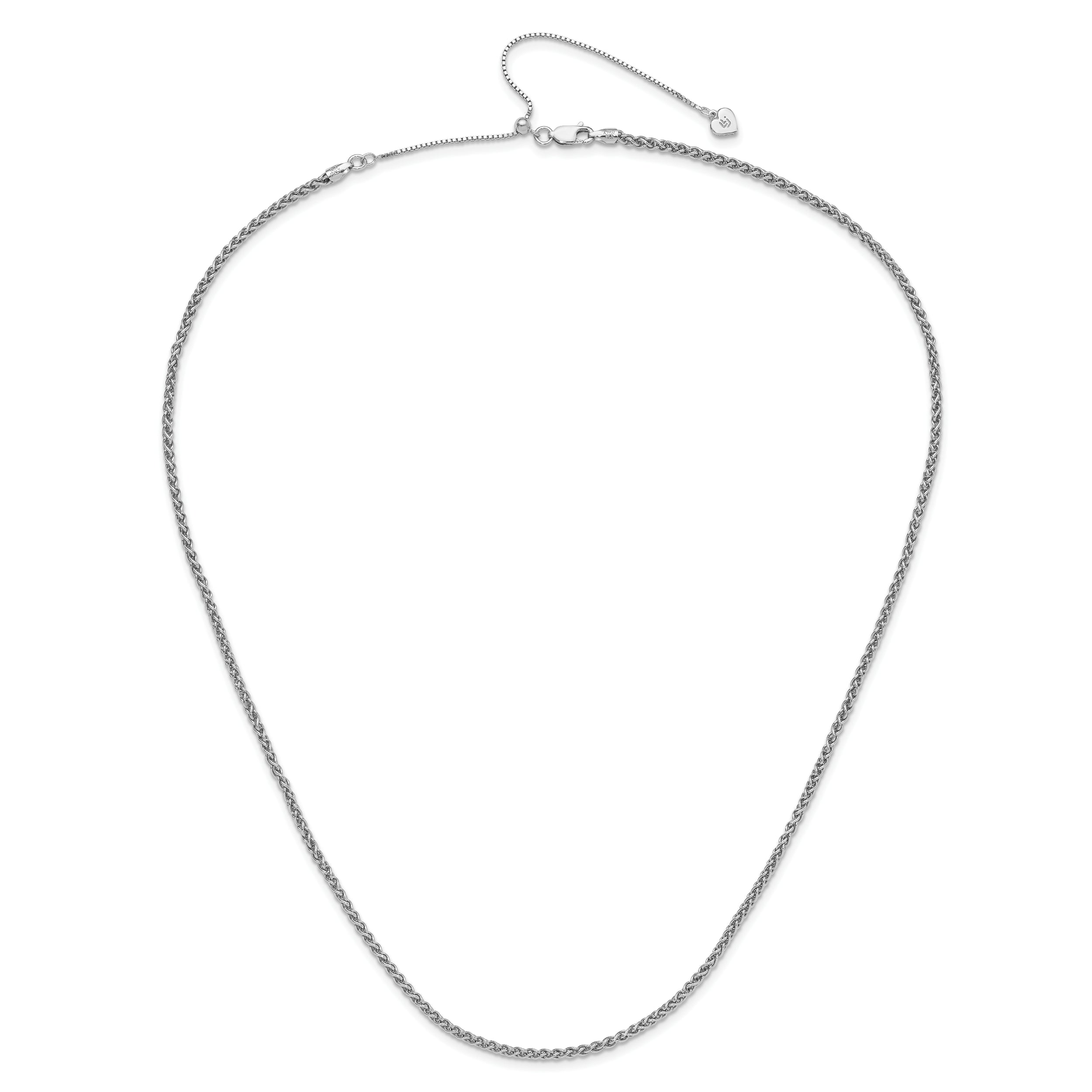 Sterling Silver RH-plated Adjustable 2.5mm Wheat Chain