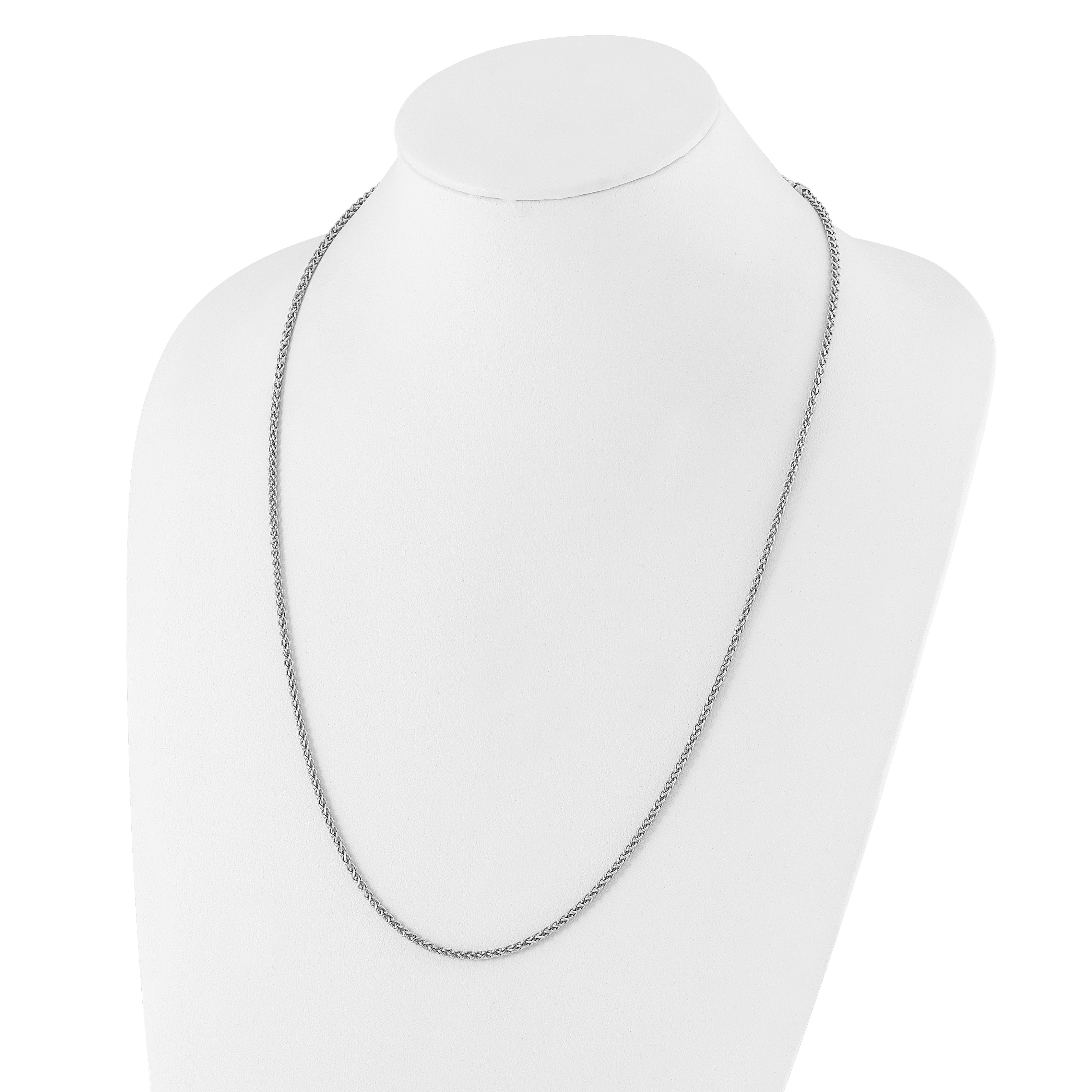 Sterling Silver RH-plated Adjustable 2.5mm Wheat Chain