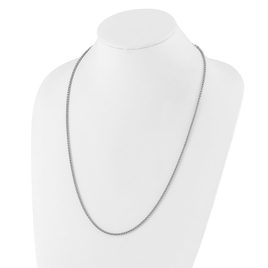 Sterling Silver RH-plated Adjustable 2.5mm Wheat Chain