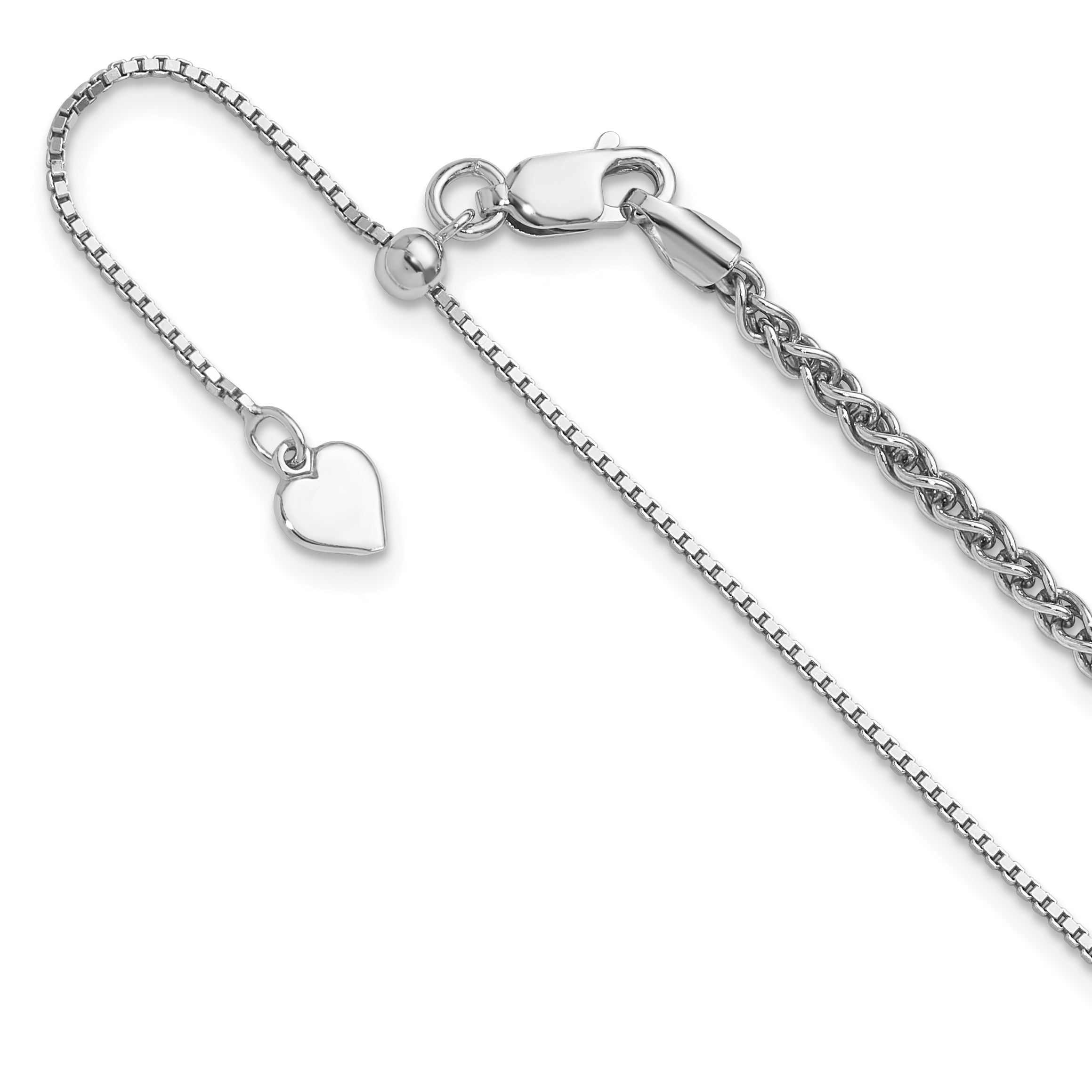 Sterling Silver RH-plated Adjustable 2.5mm Wheat Chain Main image