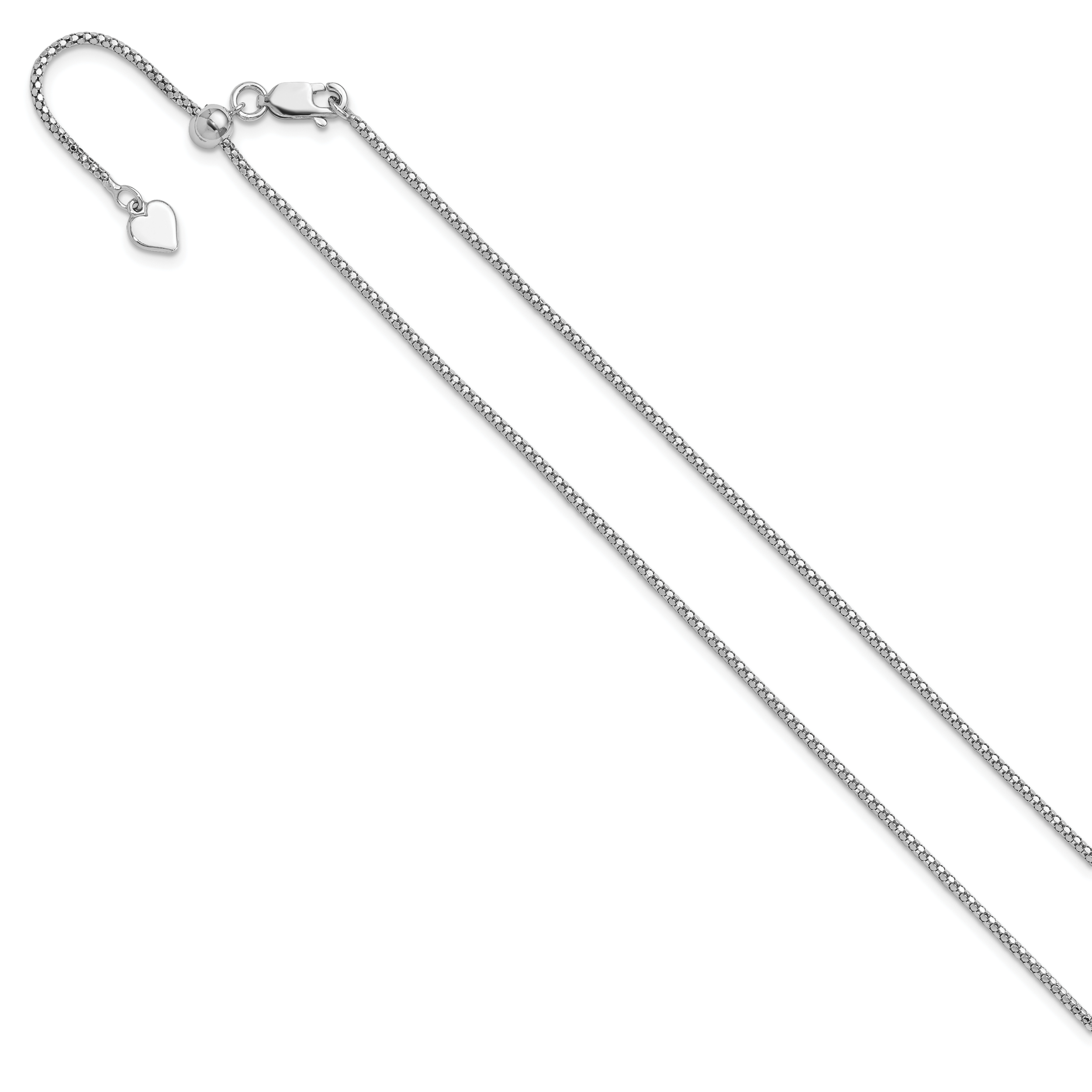 Sterling Silver RH-plated Adjustable 1.4mm Popcorn Chain Secondary image