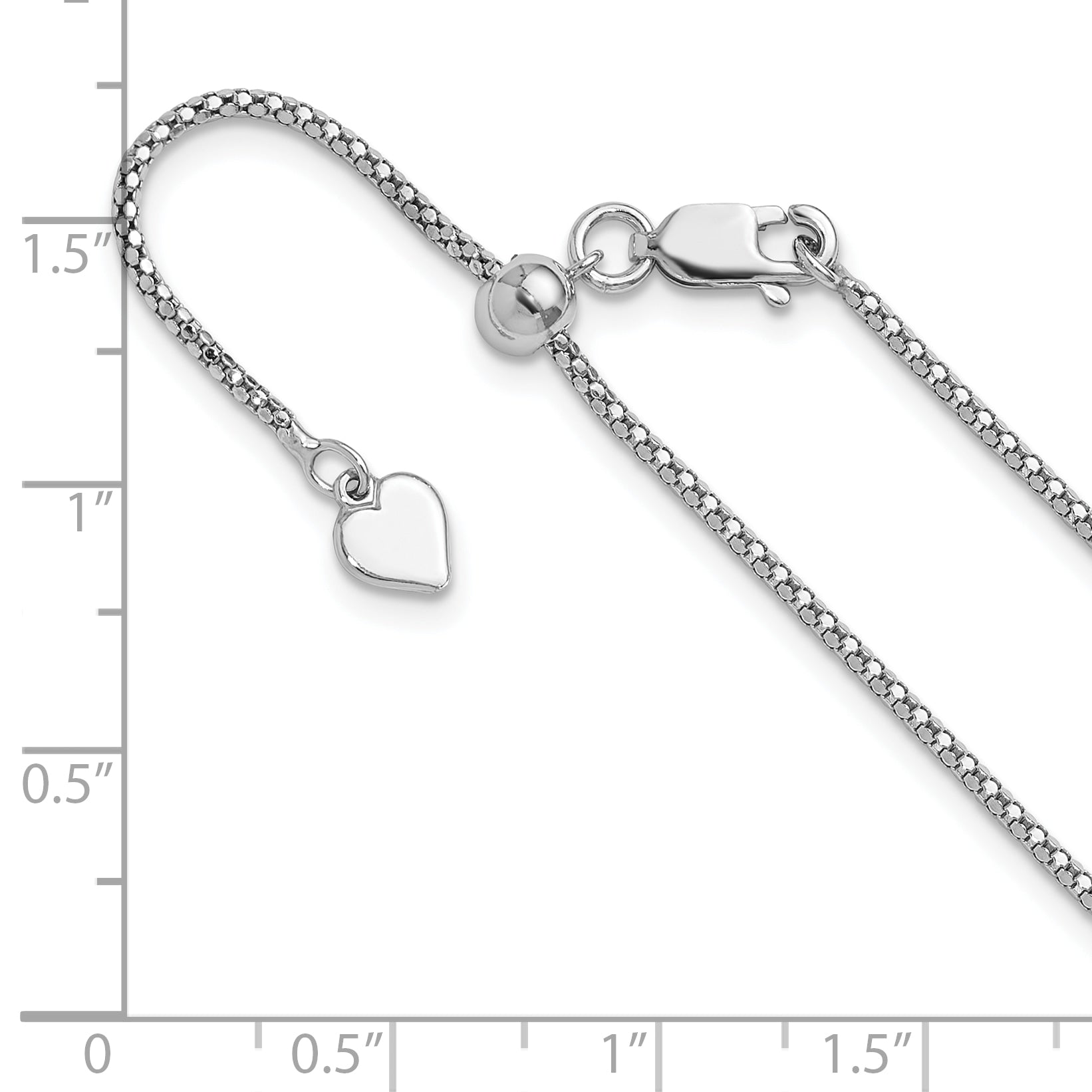 Sterling Silver RH-plated Adjustable 1.4mm Popcorn Chain