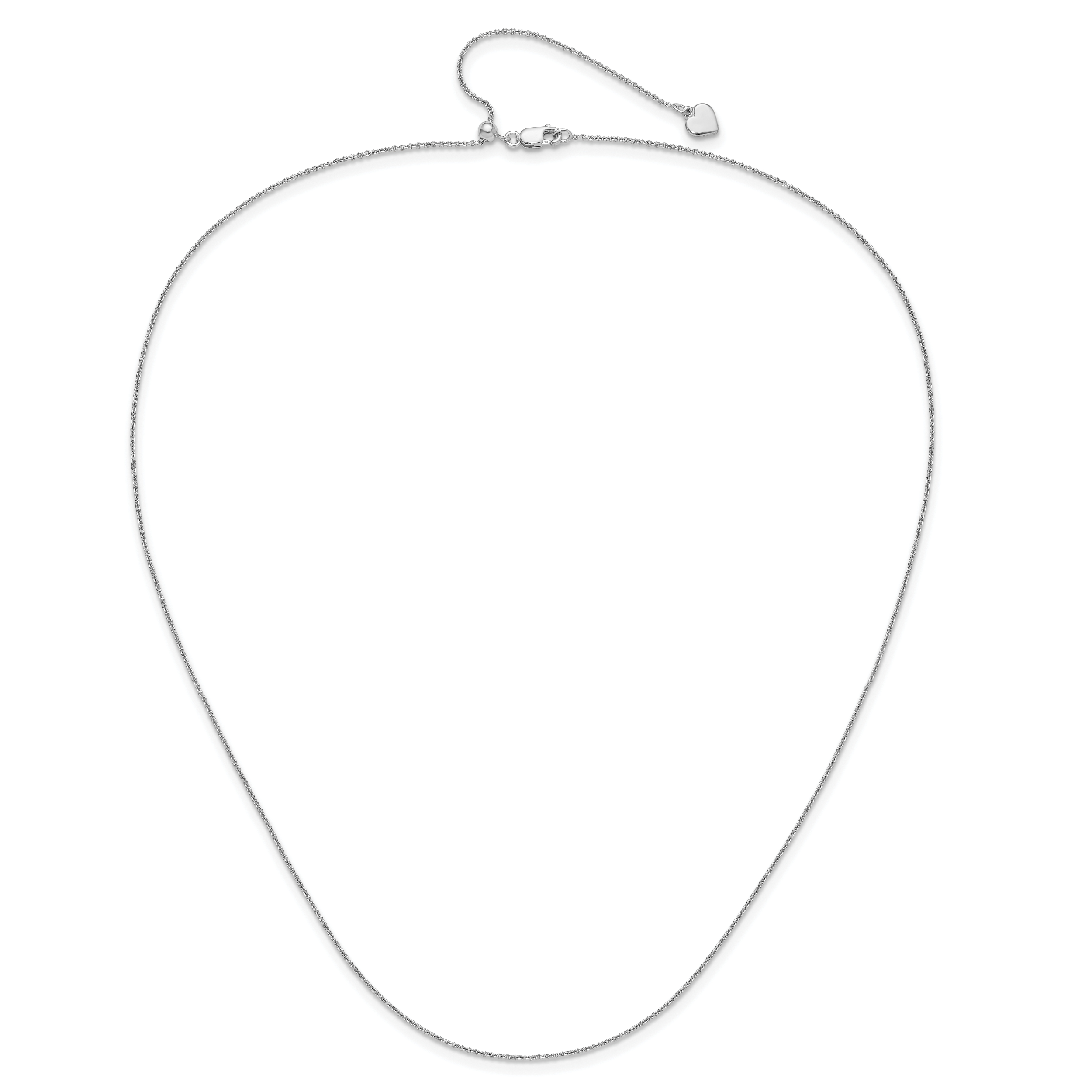 Sterling Silver RH-plated Adjustable .95mm Rolo Chain