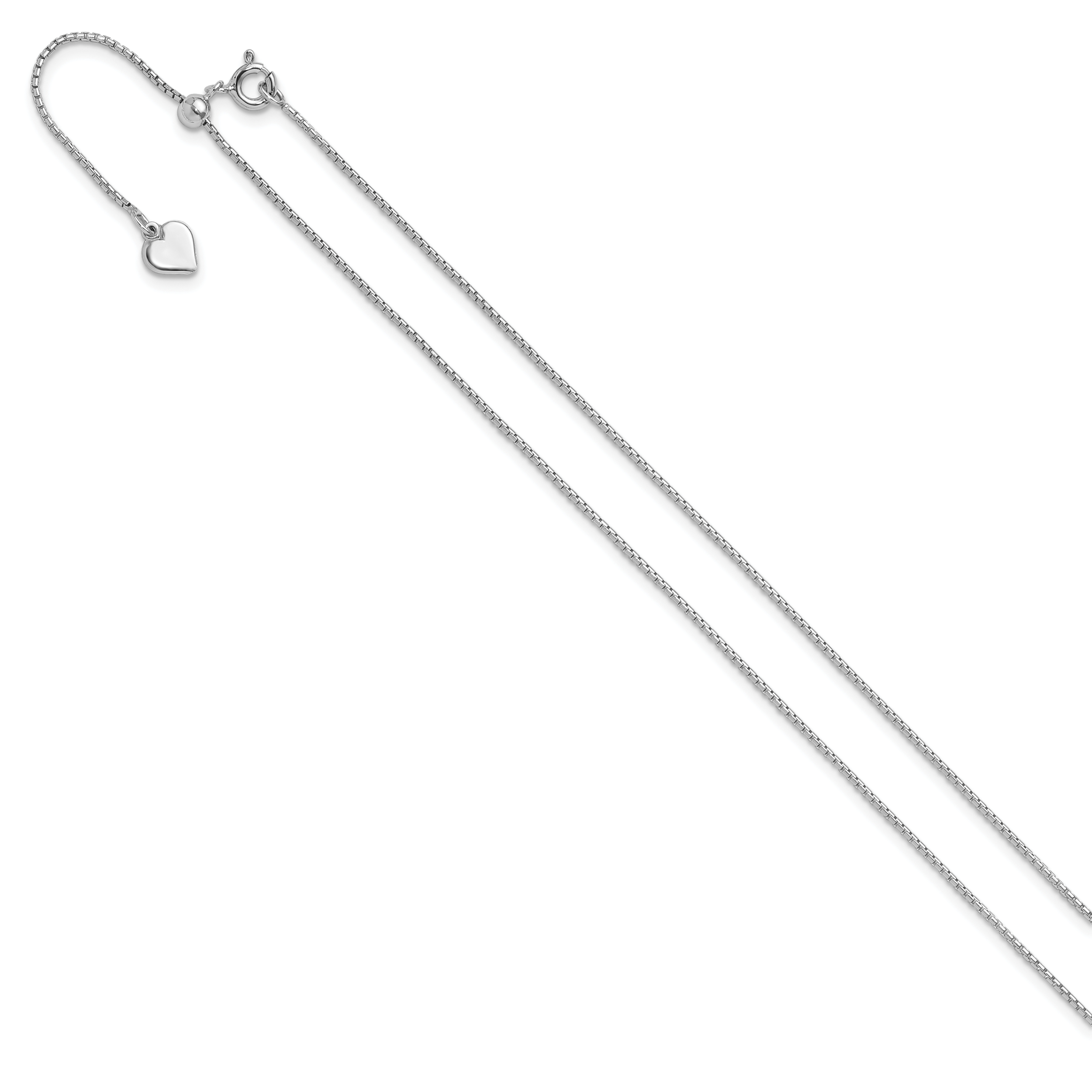 Sterling Silver RH-plated Adjustable .95mm Round Box Chain Secondary image