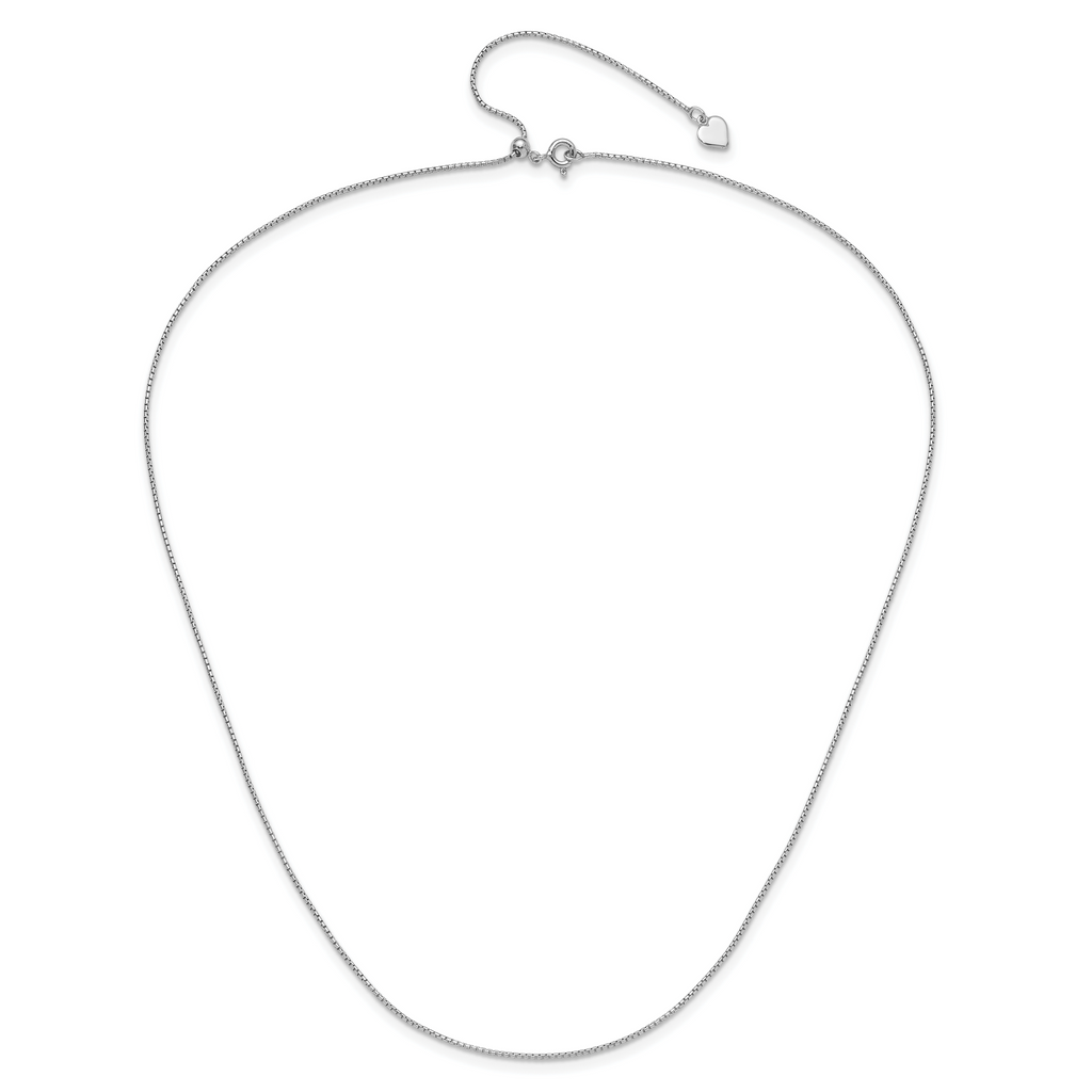 Sterling Silver RH-plated Adjustable .95mm Round Box Chain