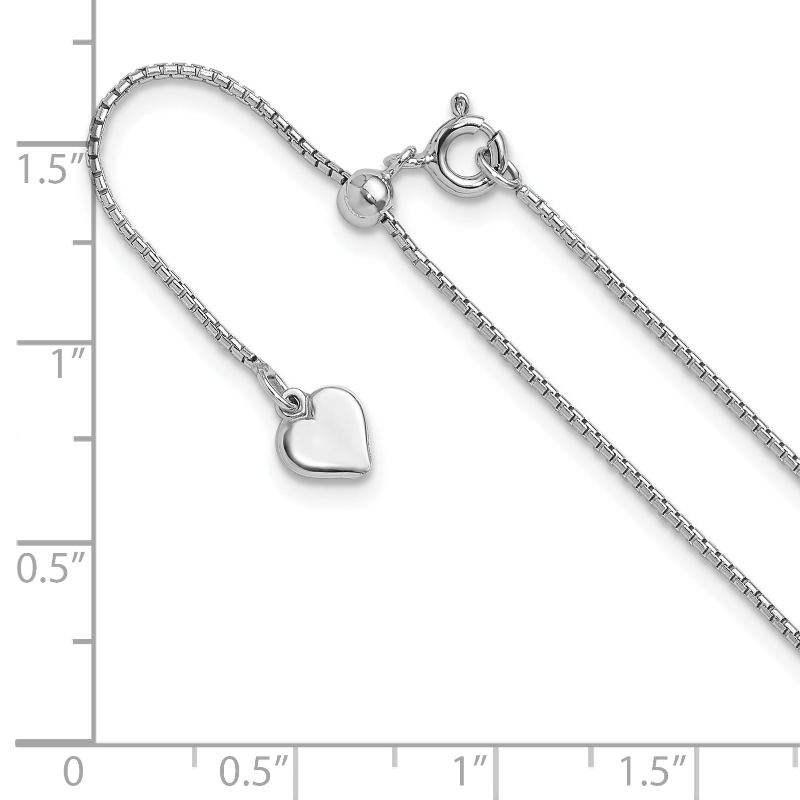 Sterling Silver RH-plated Adjustable .95mm Round Box Chain
