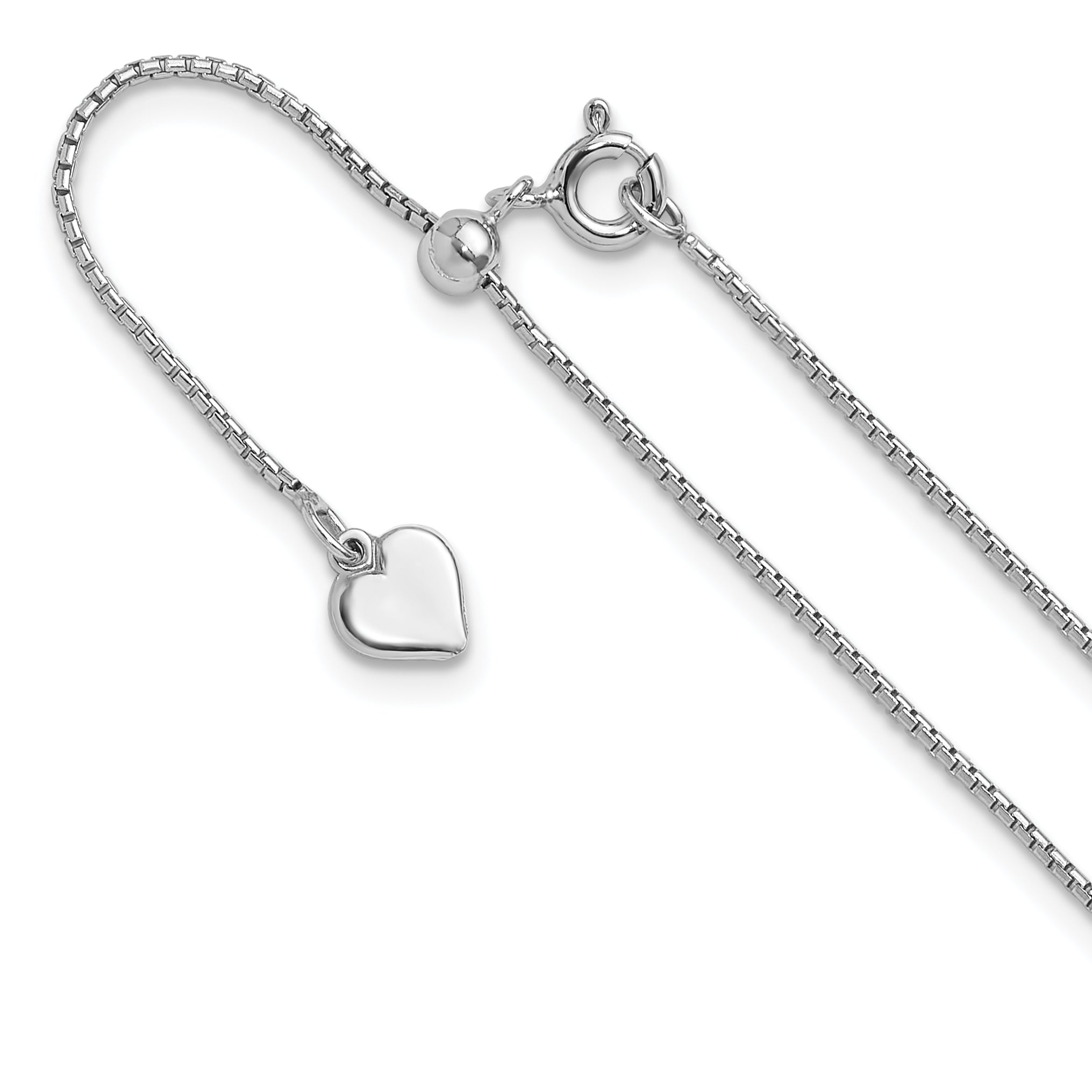Sterling Silver RH-plated Adjustable .95mm Round Box Chain