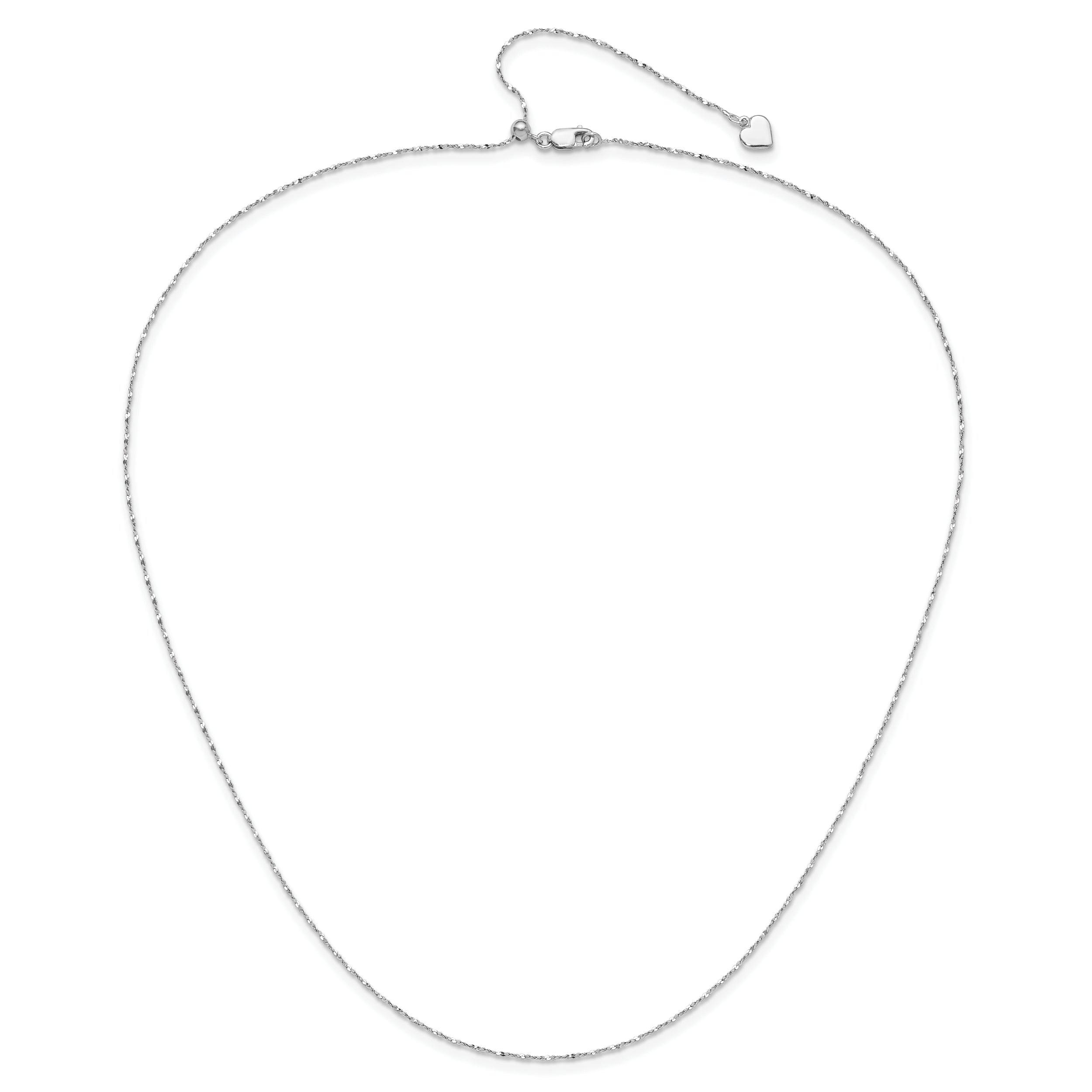 Sterling Silver RH-plated Adjustable .95mm Singapore Chain