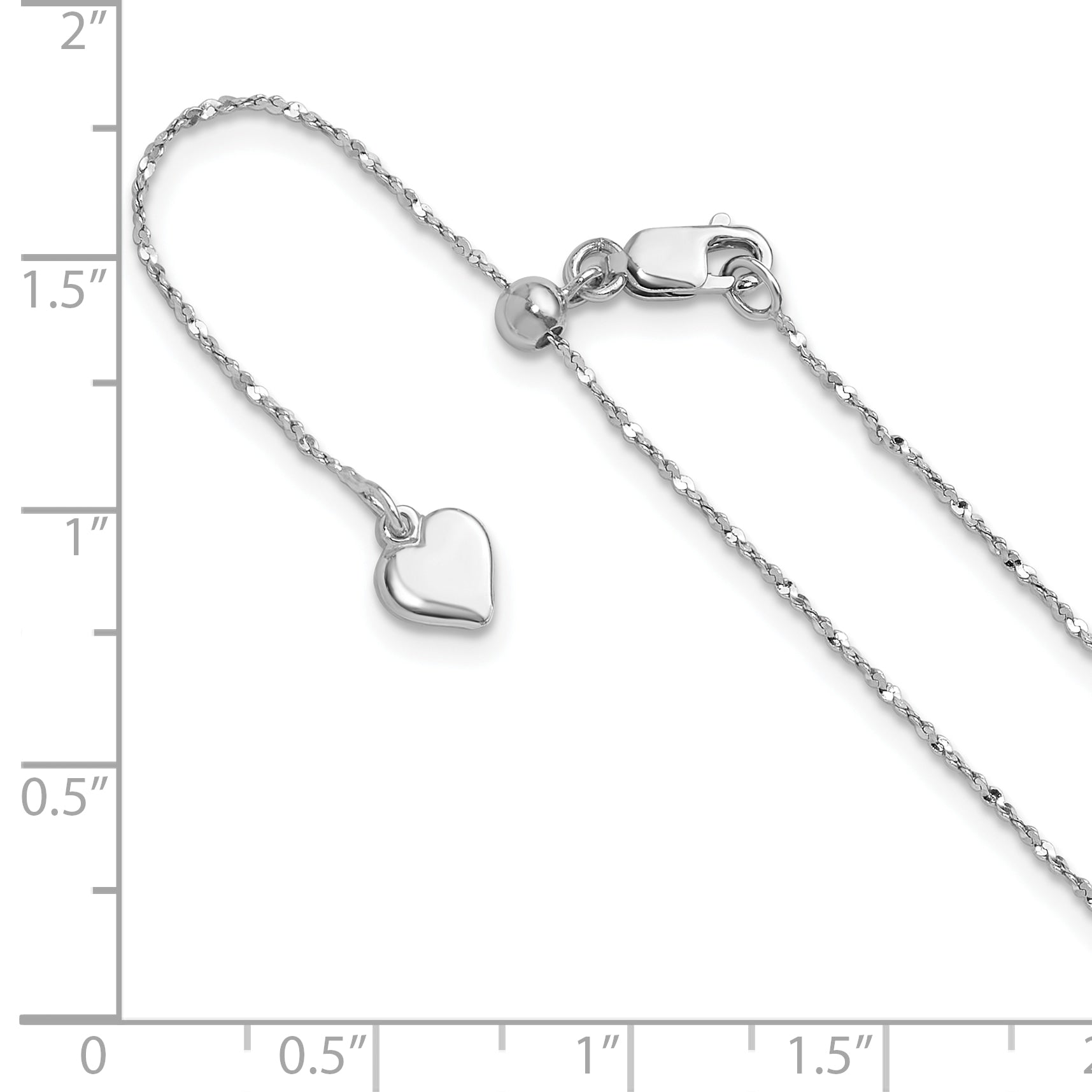 Sterling Silver RH-plated Adjustable .95mm Singapore Chain