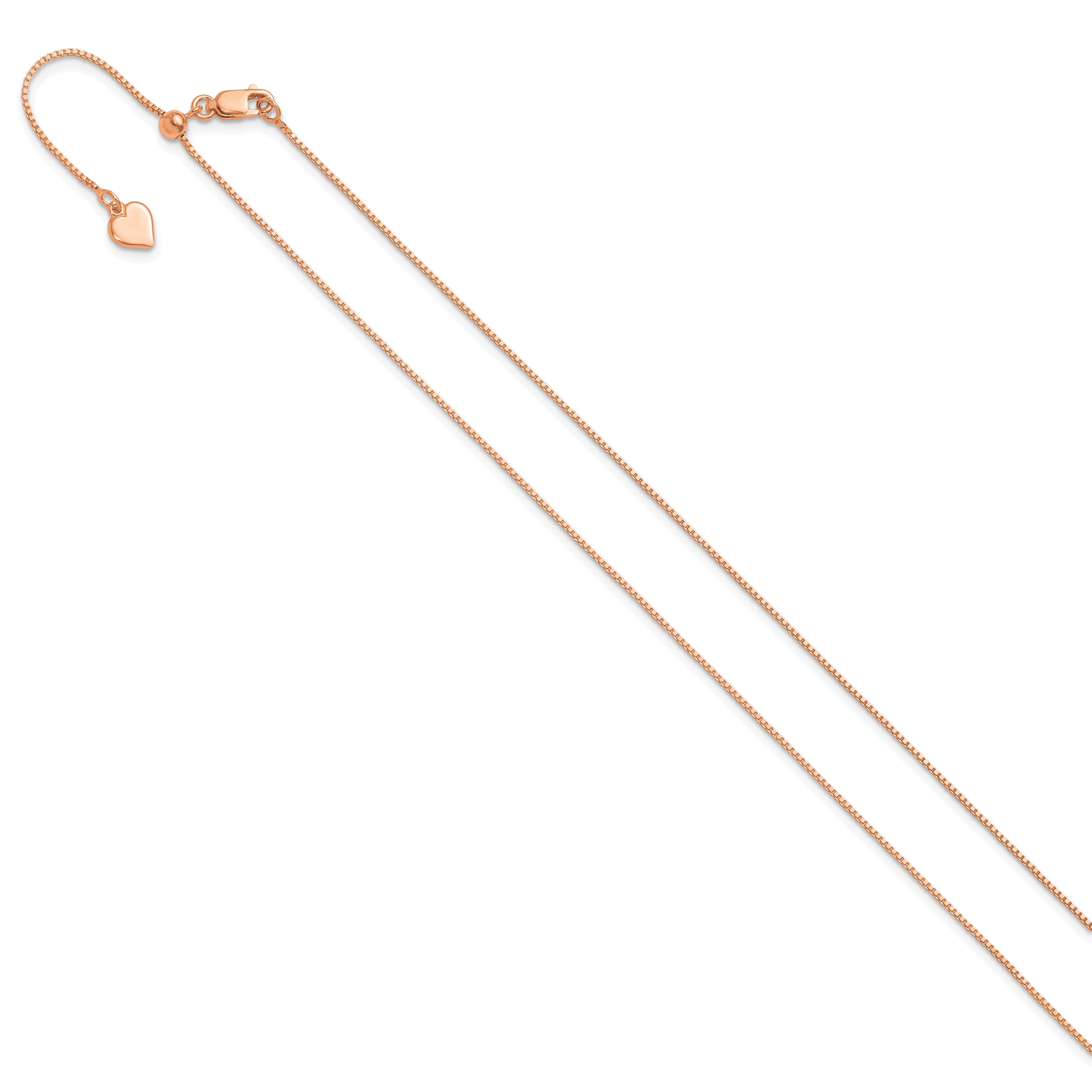 Sterling Silver Rose Gold-plated Adjustable .85mm Box Chain