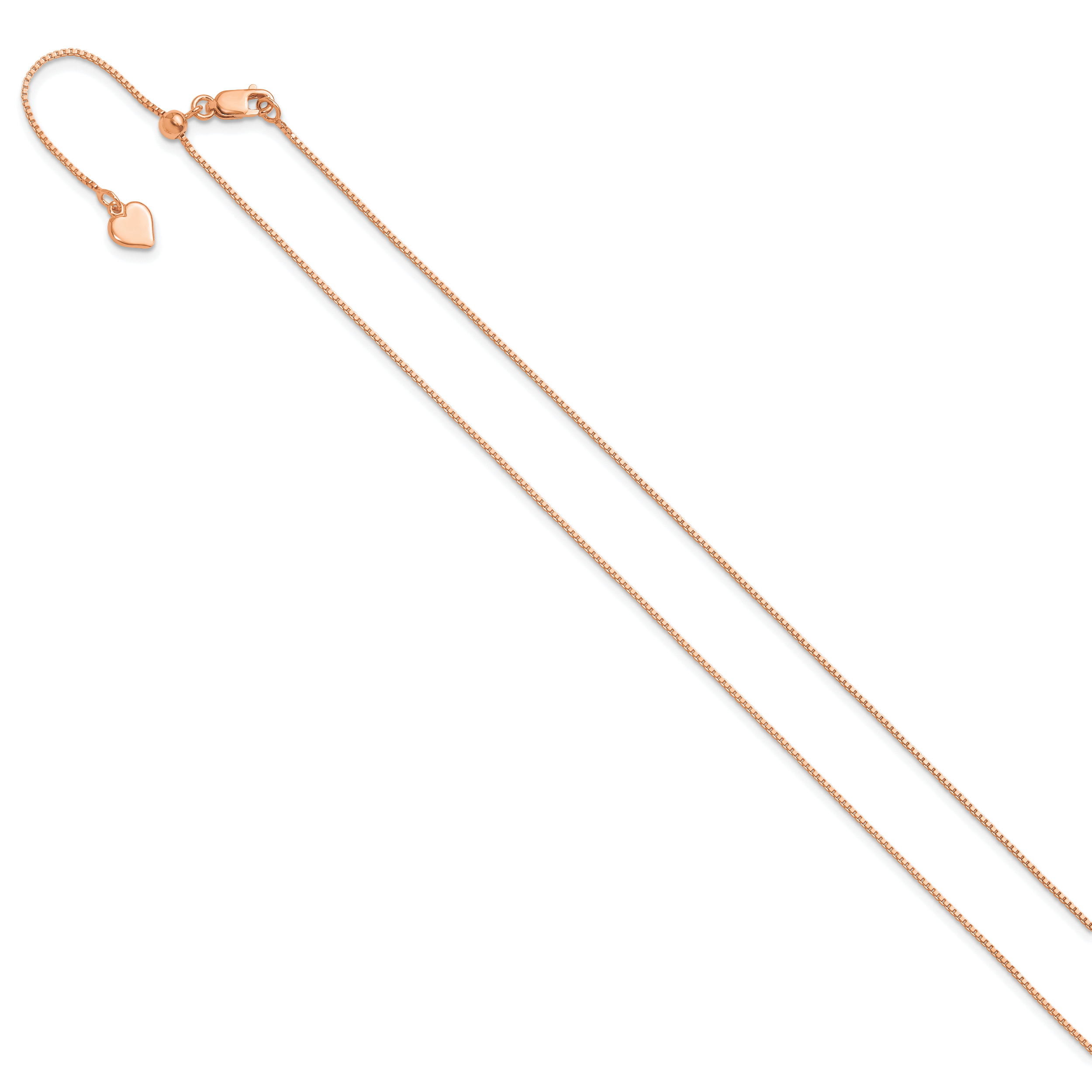 Sterling Silver Rose Gold-plated Adjustable .85mm Box Chain Secondary image