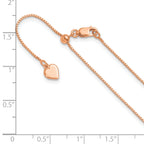 Sterling Silver Rose Gold-plated Adjustable .85mm Box Chain