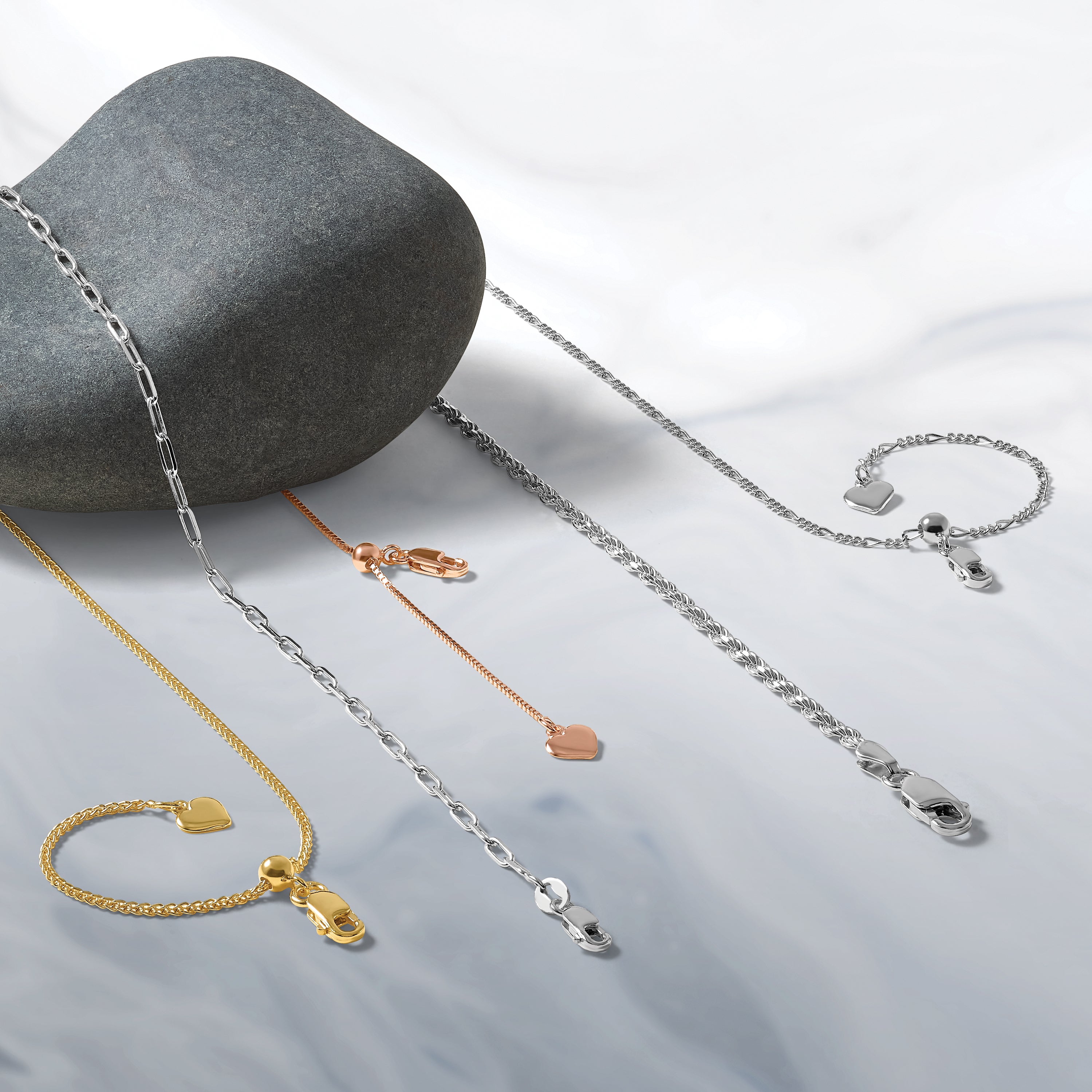 Sterling Silver Rose Gold-plated Adjustable .85mm Box Chain