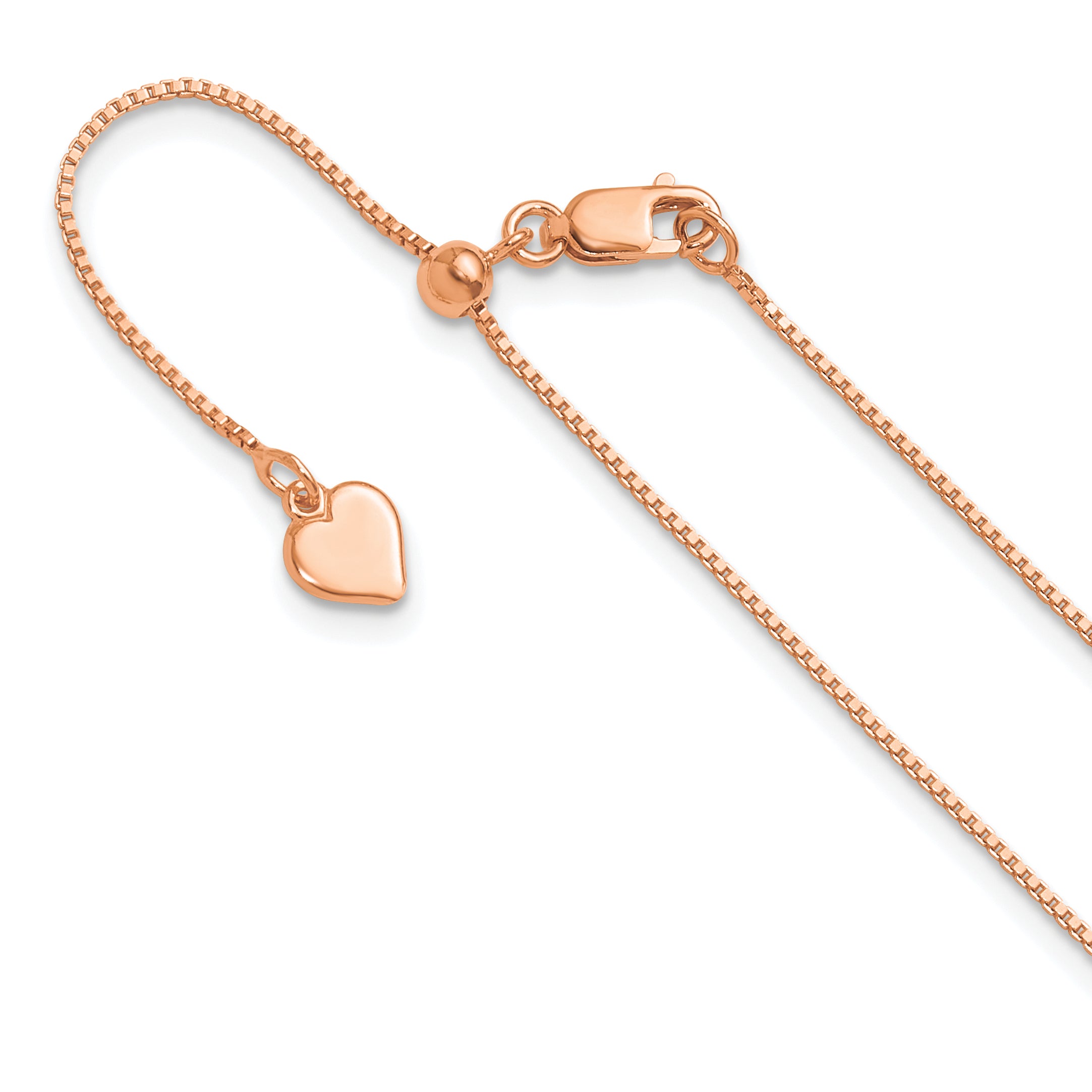 Sterling Silver Rose Gold-plated Adjustable .85mm Box Chain
