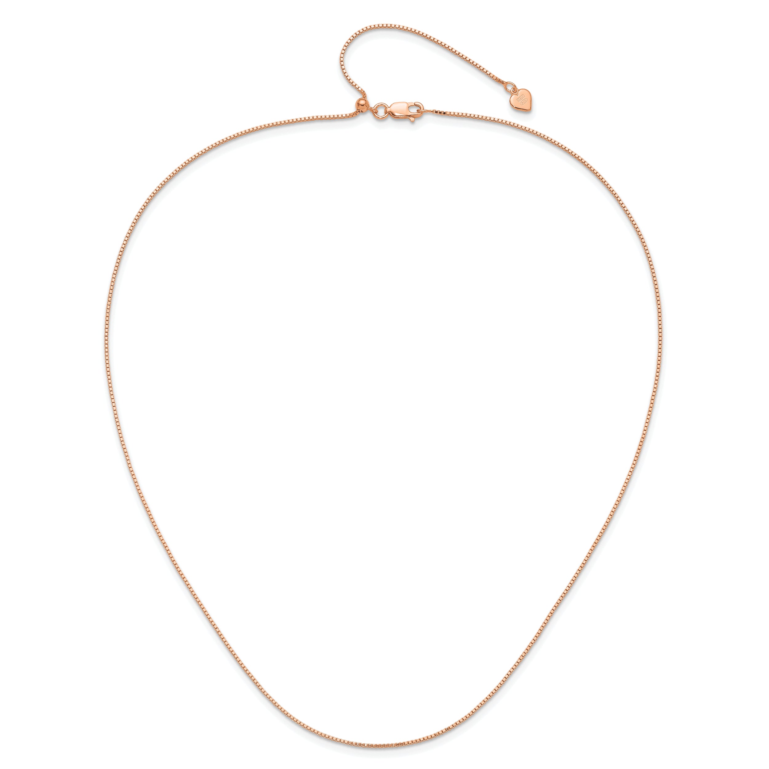 Sterling Silver Rose Gold-plated Adjustable .95mm Box Chain