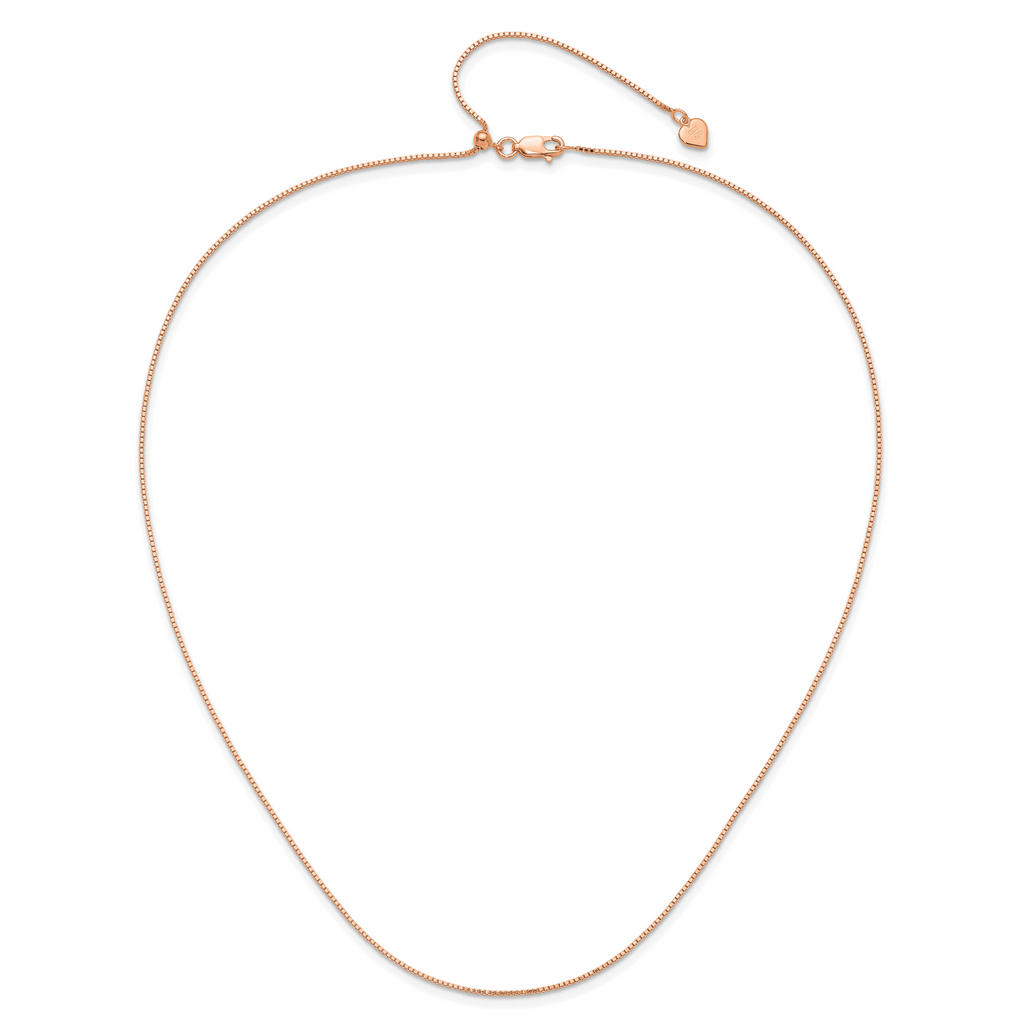 Sterling Silver Rose Gold-plated Adjustable .95mm Box Chain