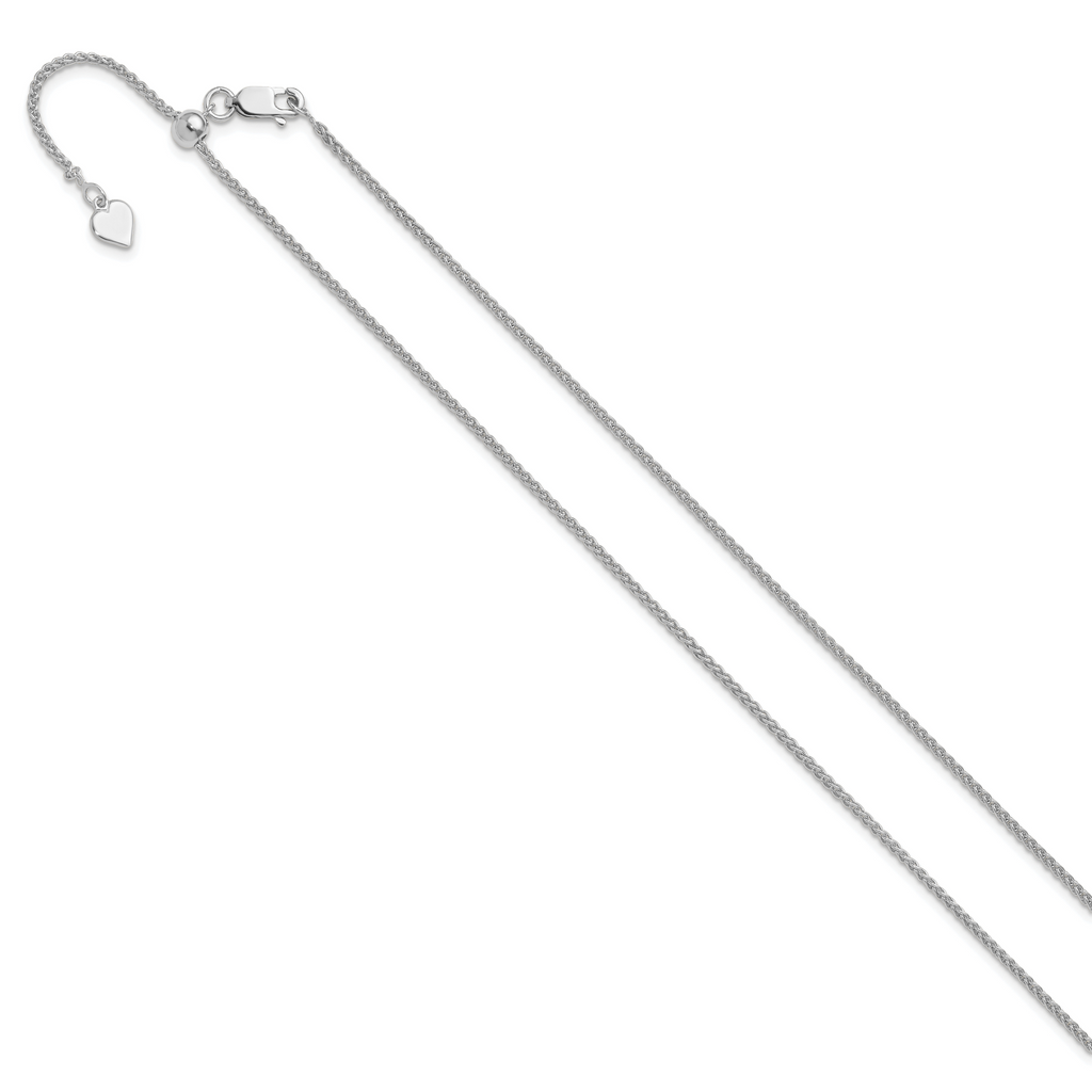 Sterling Silver RH-plated Adjustable 1.5mm Spiga Chain