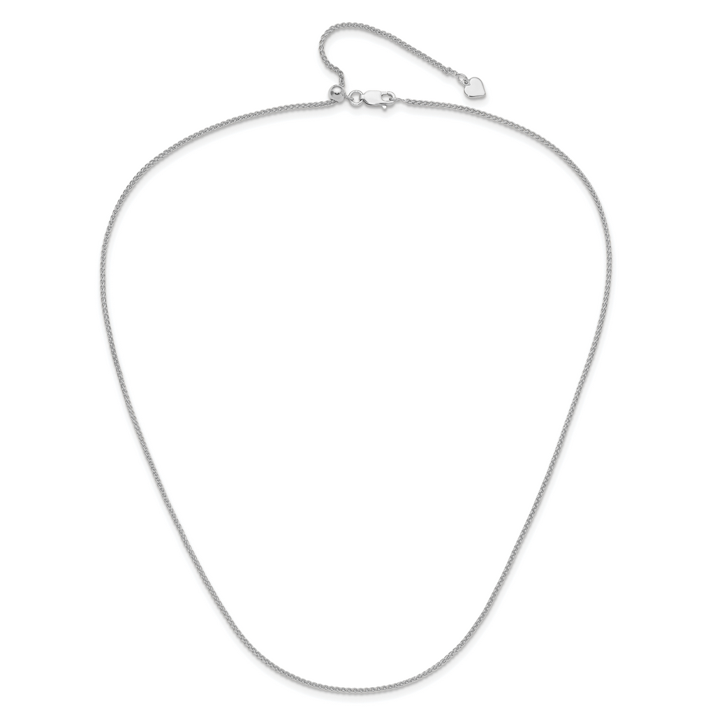 Sterling Silver RH-plated Adjustable 1.5mm Spiga Chain