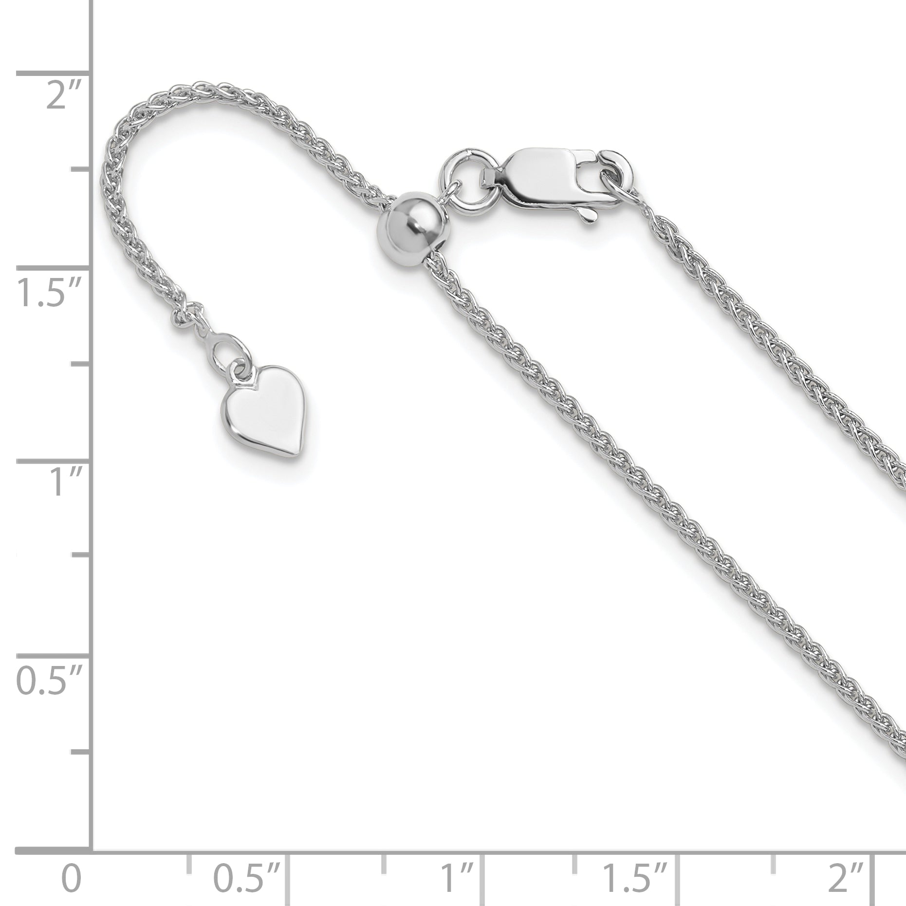 Sterling Silver RH-plated Adjustable 1.5mm Spiga Chain