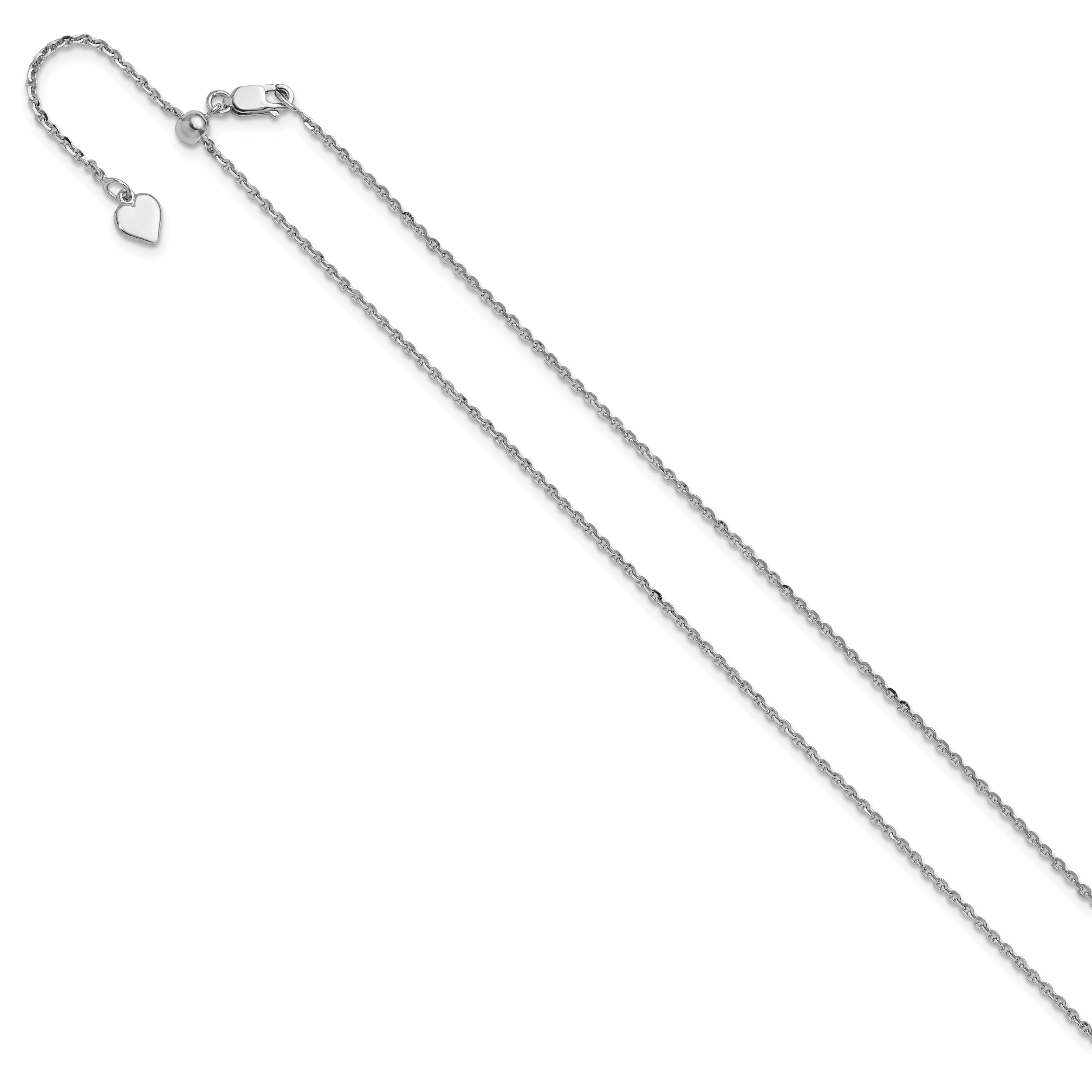 Sterling Silver RH-plated Adjustable 1.45mm Cable Chain