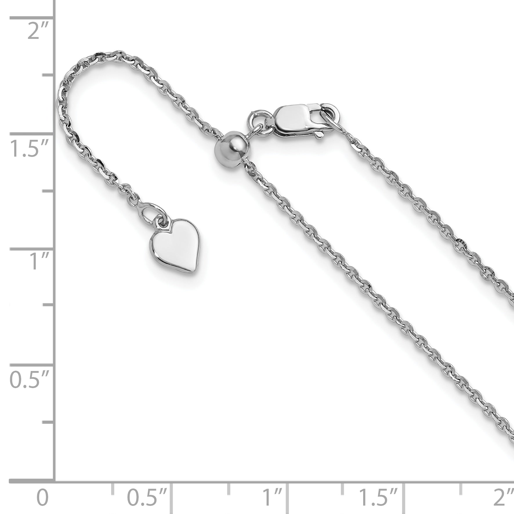 Sterling Silver RH-plated Adjustable 1.45mm Cable Chain