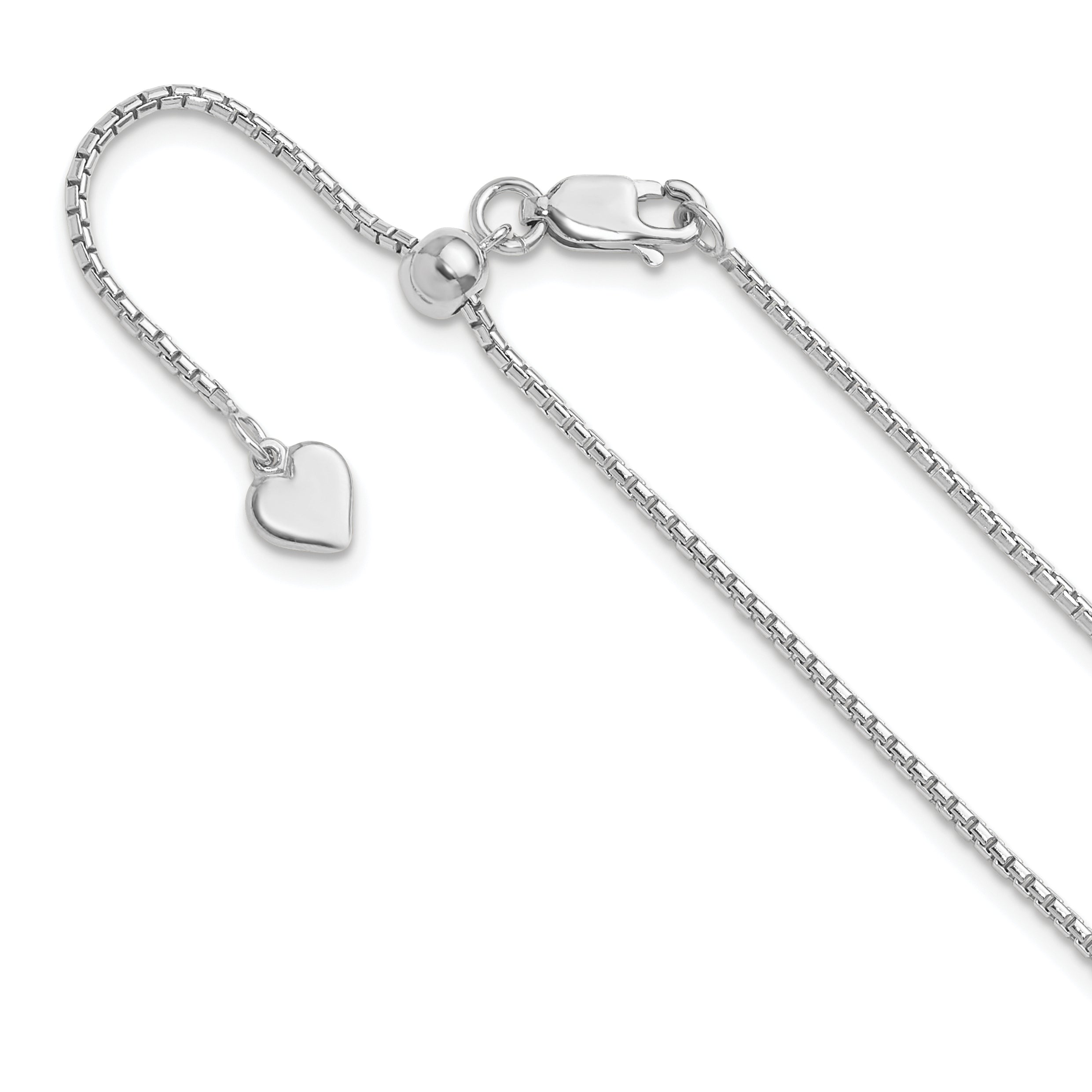 Sterling Silver RH-plated Adjustable 1.25mm Round Box Chain Main image