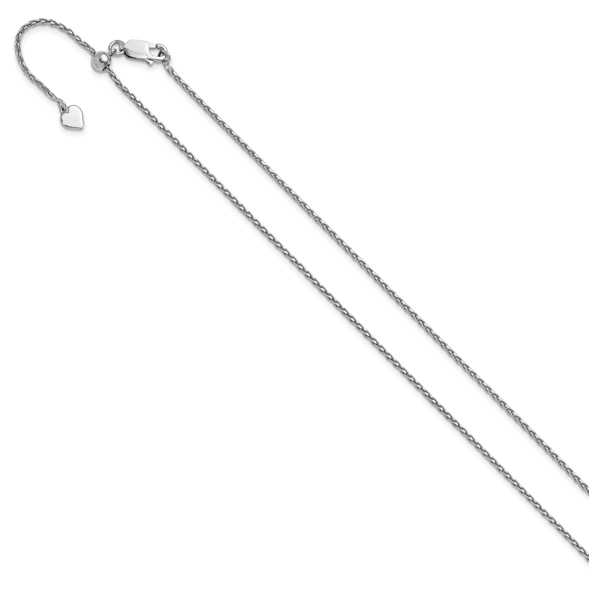 Sterling Silver RH-plated Adjustable 1.5mm D/C Spiga Chain Secondary image