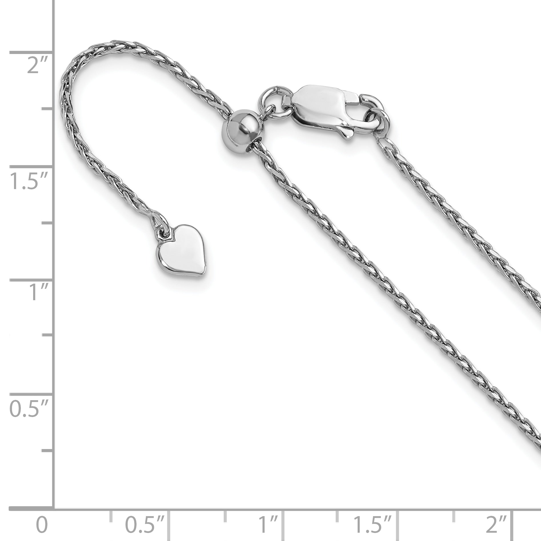 Sterling Silver RH-plated Adjustable 1.5mm D/C Spiga Chain
