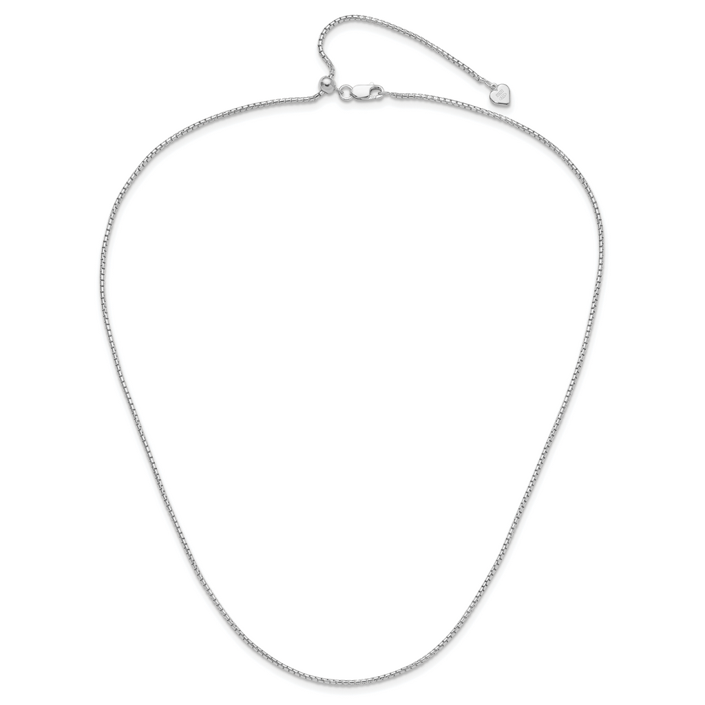 Sterling Silver RH-plated Adjustable 1.5mm Round Box Chain
