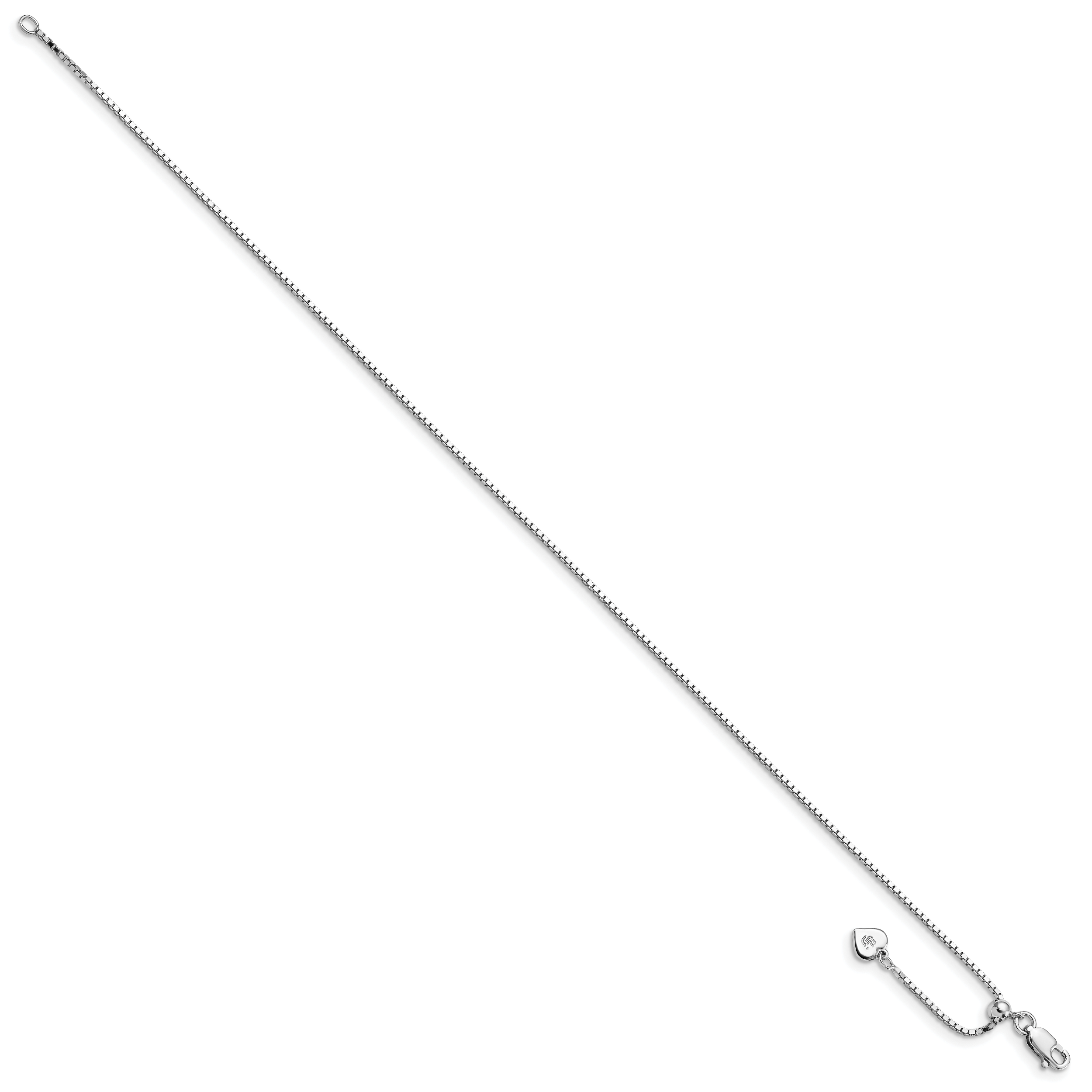 Sterling Silver RH-plated Adjustable Box Chain Anklet Secondary image