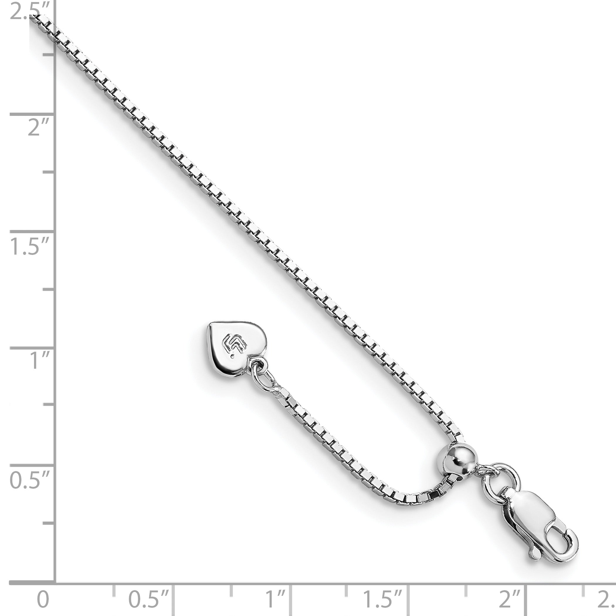 Sterling Silver RH-plated Adjustable Box Chain Anklet