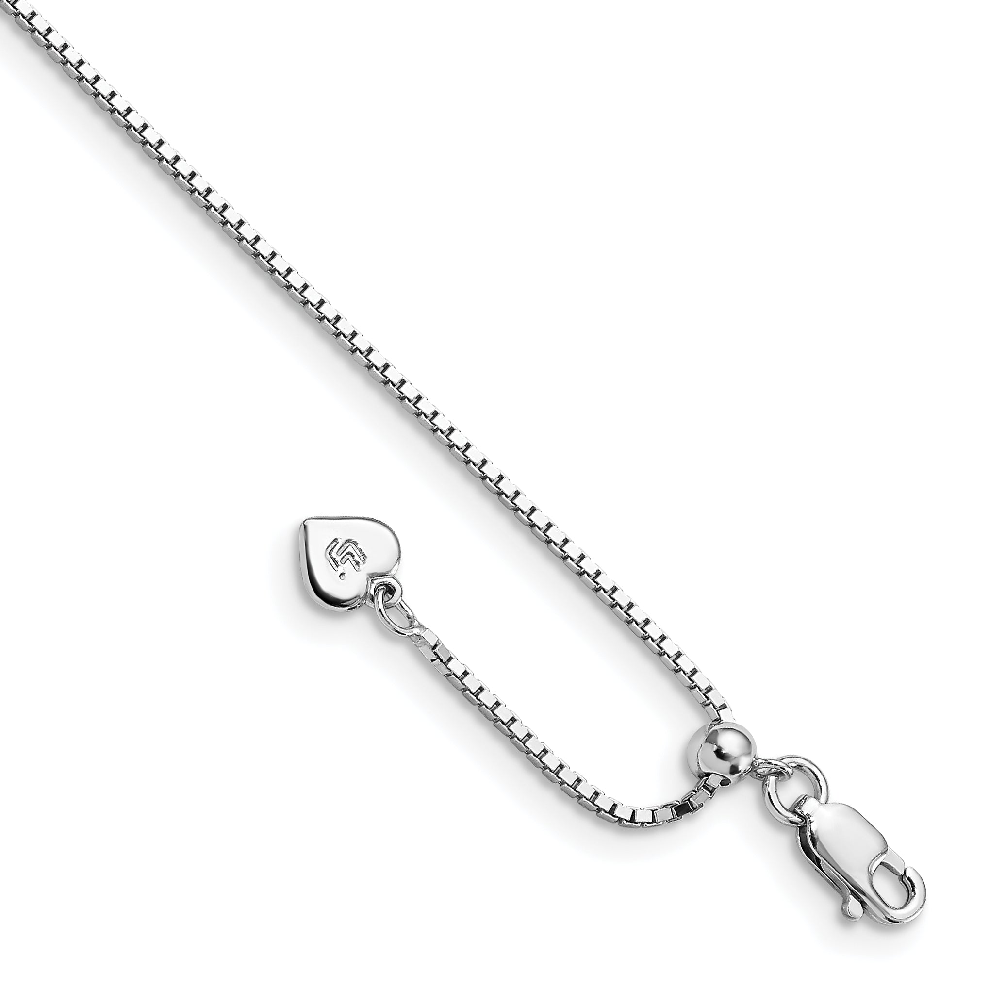 Sterling Silver RH-plated Adjustable Box Chain Anklet Main image